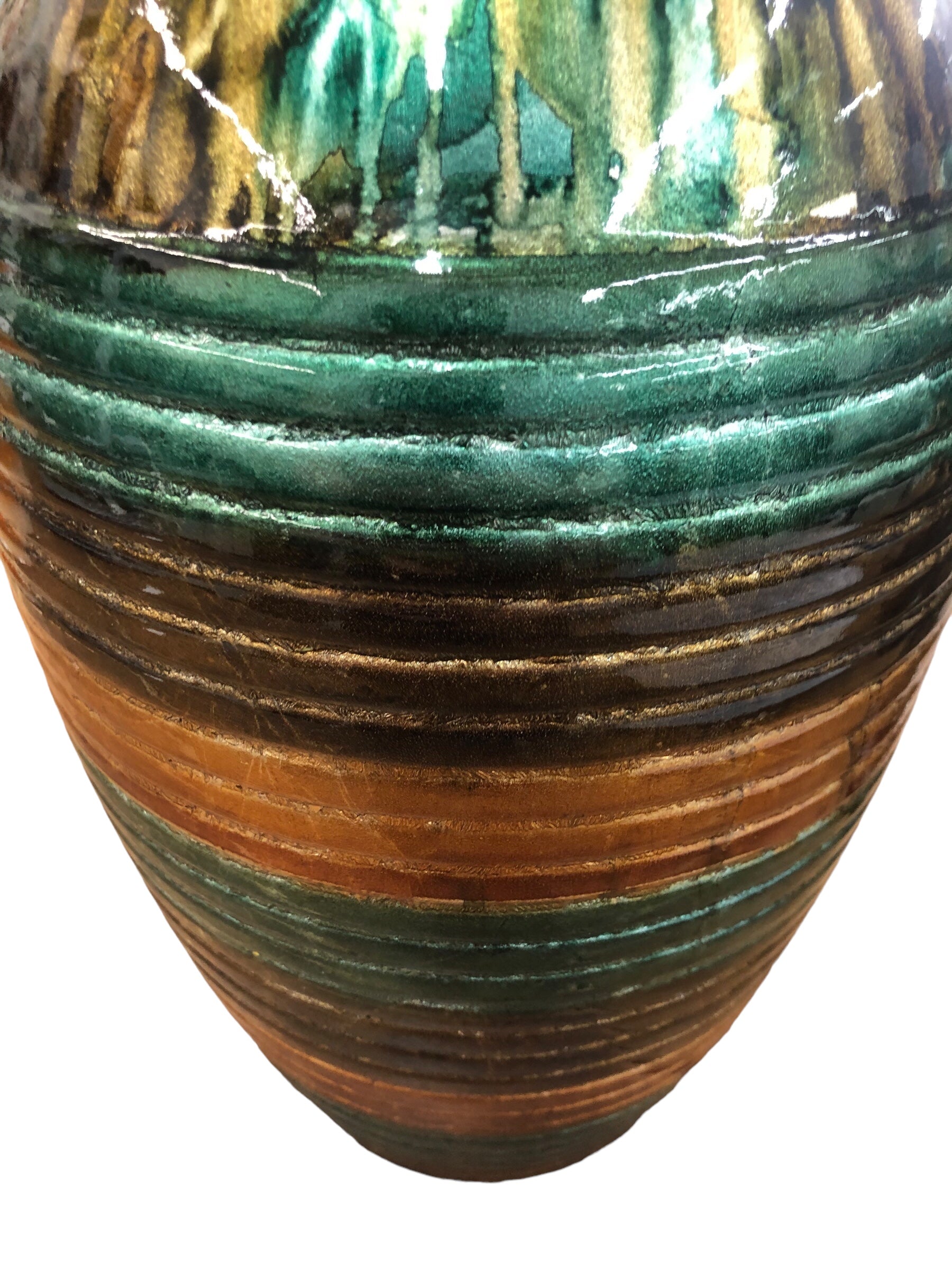 Turquoise / brown/ gold drip vase