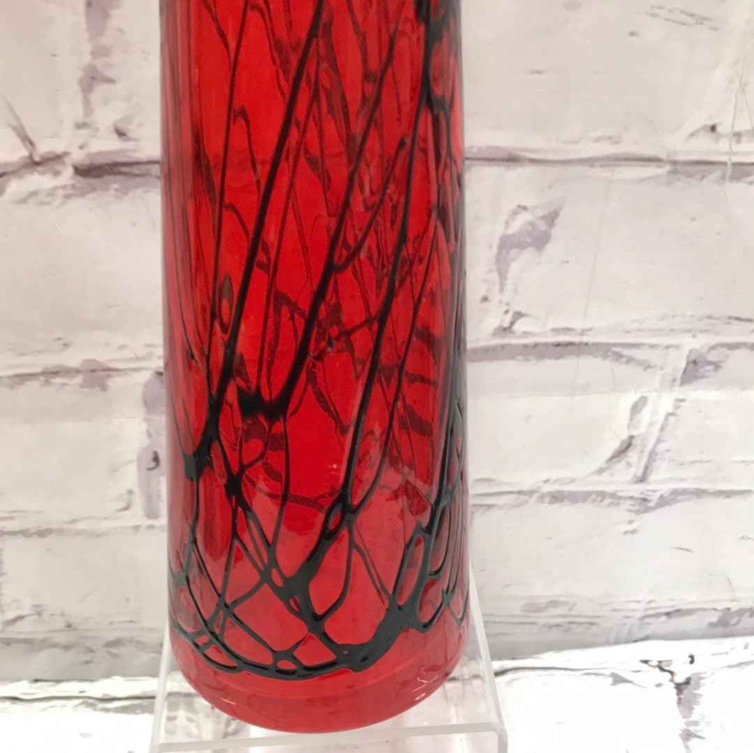 Red Vase with Black lines