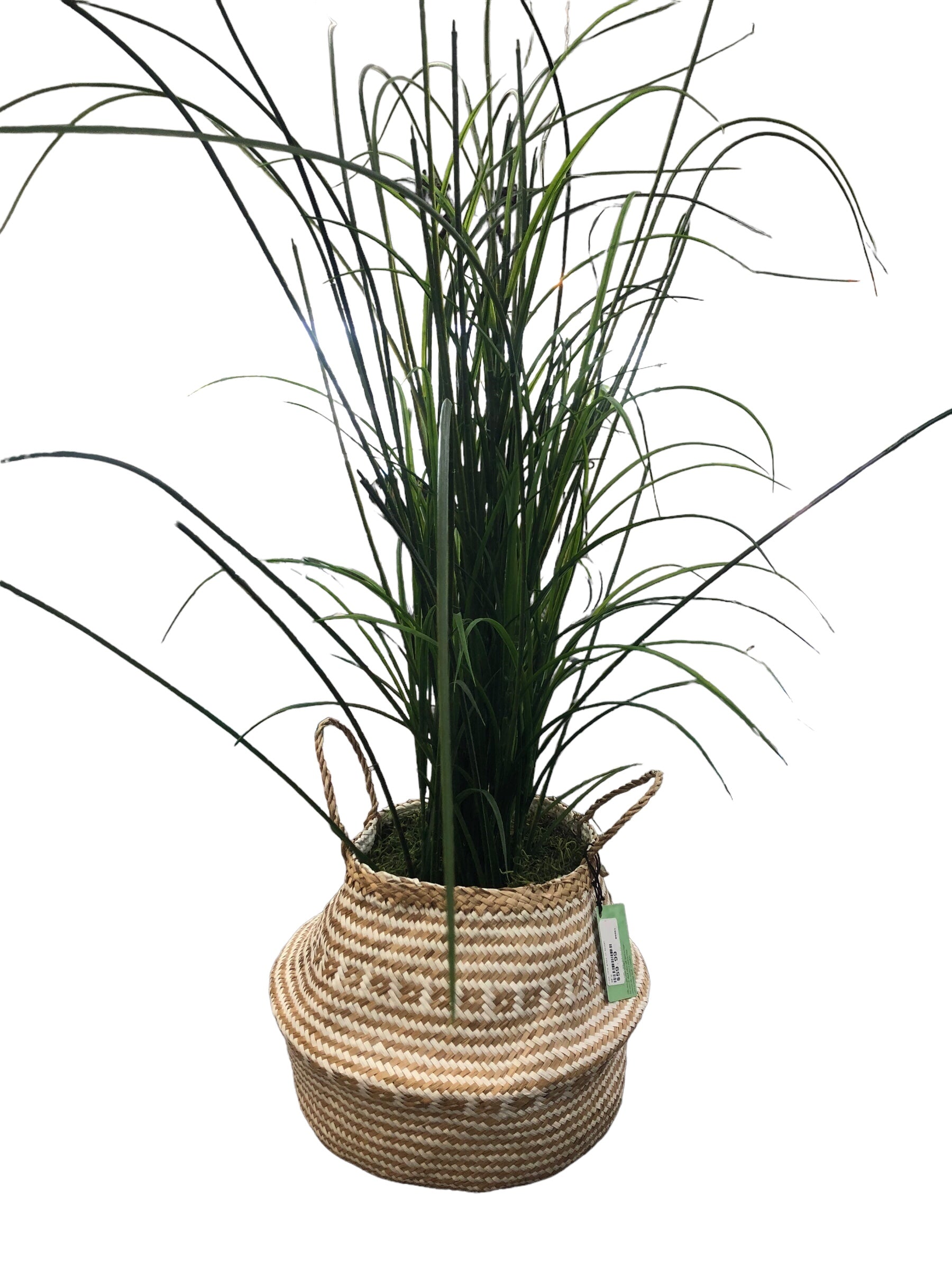 Faux long grass in basket