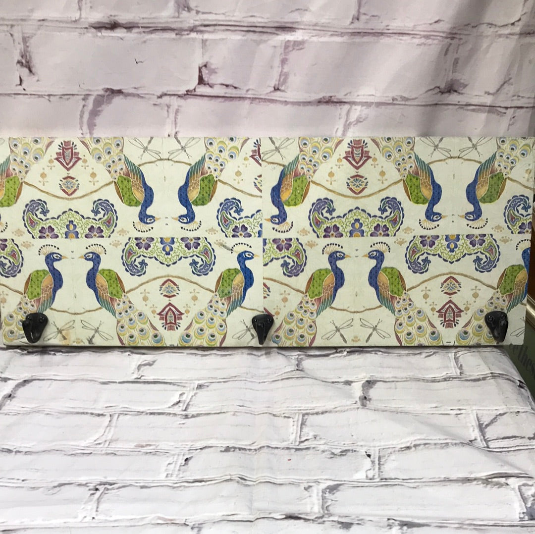 Peacock& Dragonfly Stencilled Wallboard