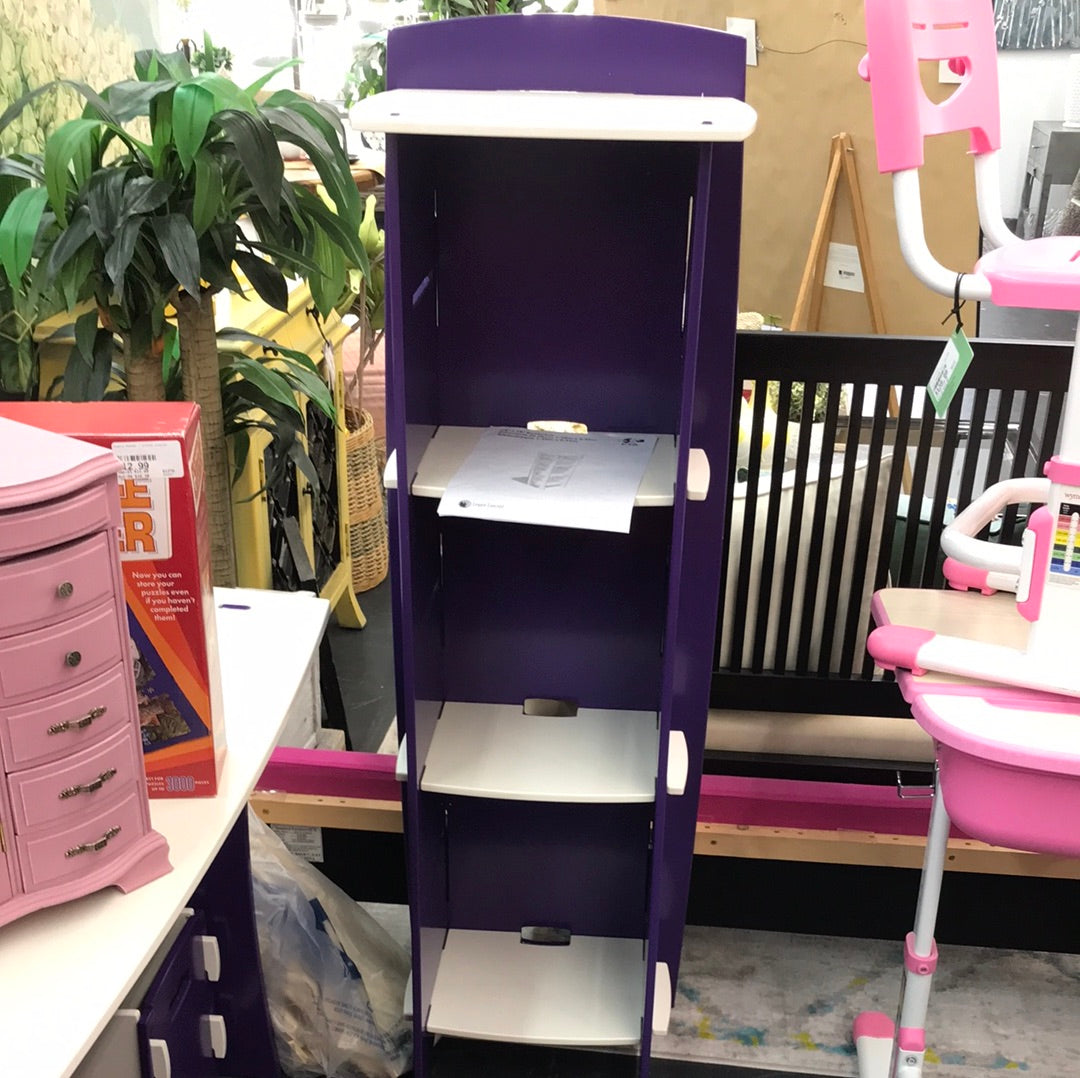 Purple and white kids desk&bookcase