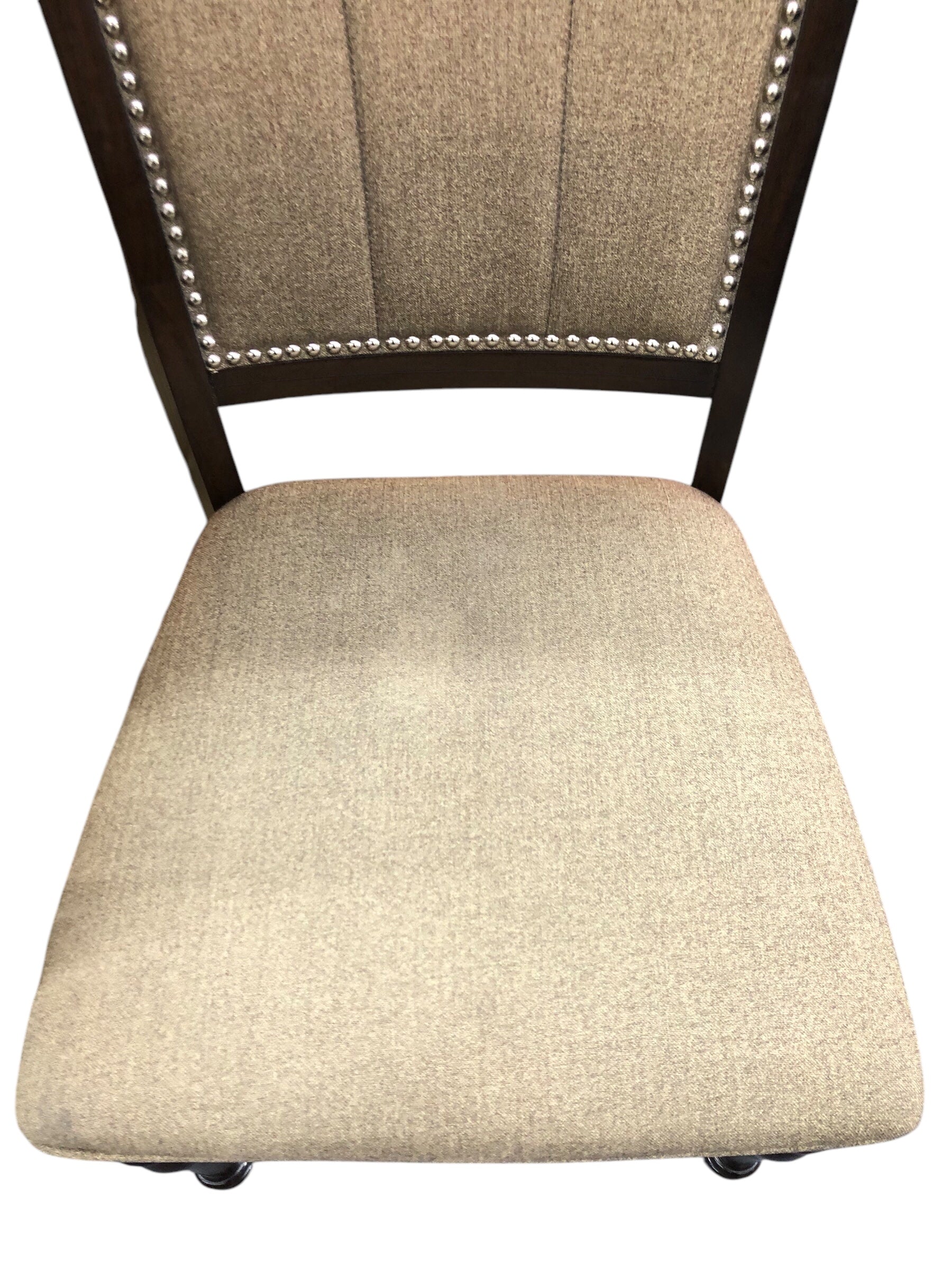Round dark wood dining table/ 6 chairs