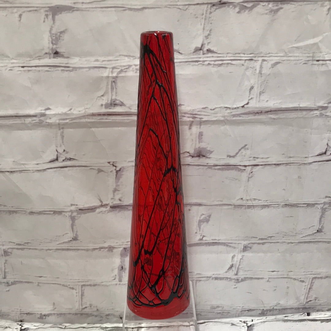 Red Vase with Black lines