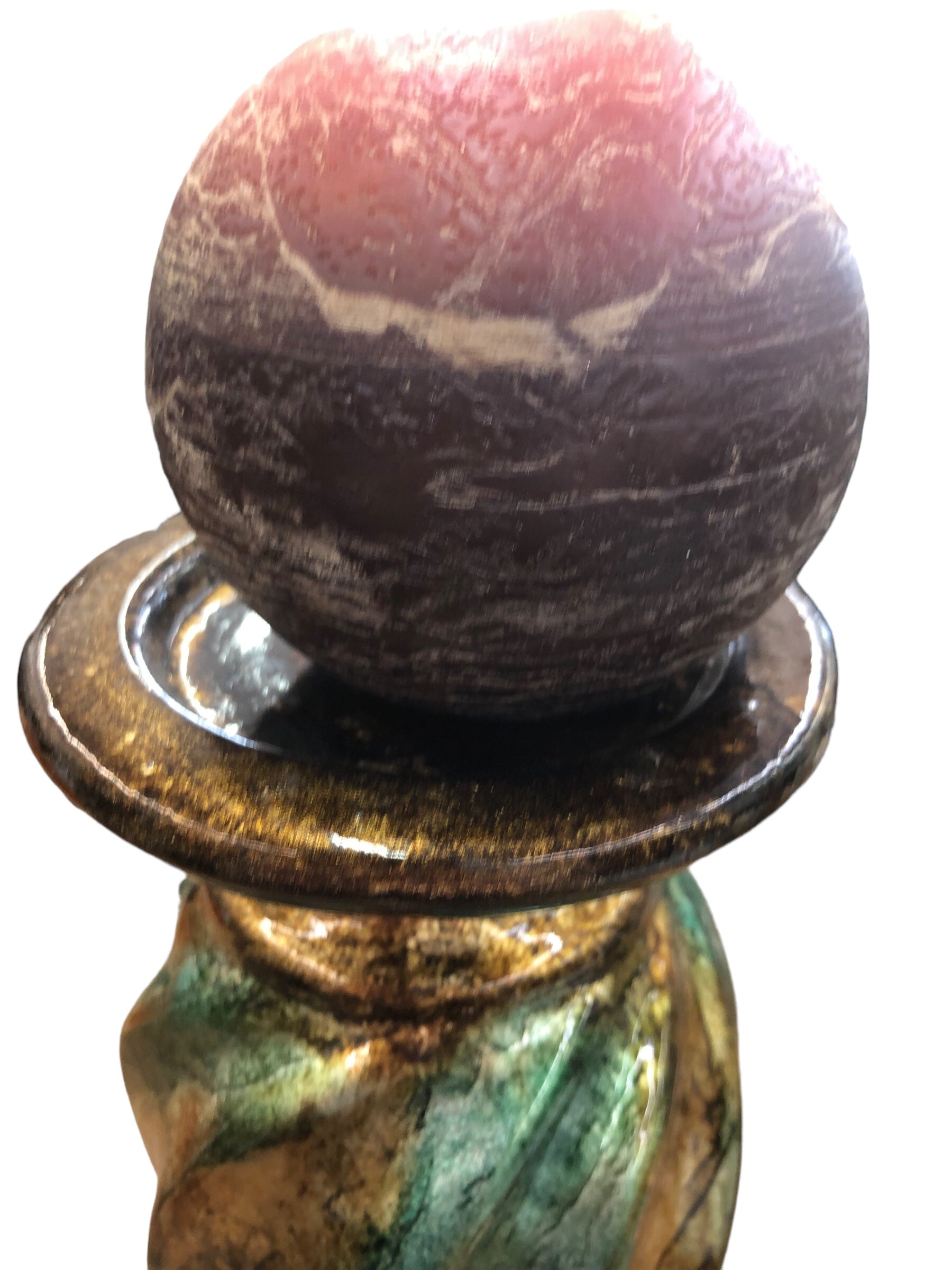 Turquoise/ Brown swirl design candle holder