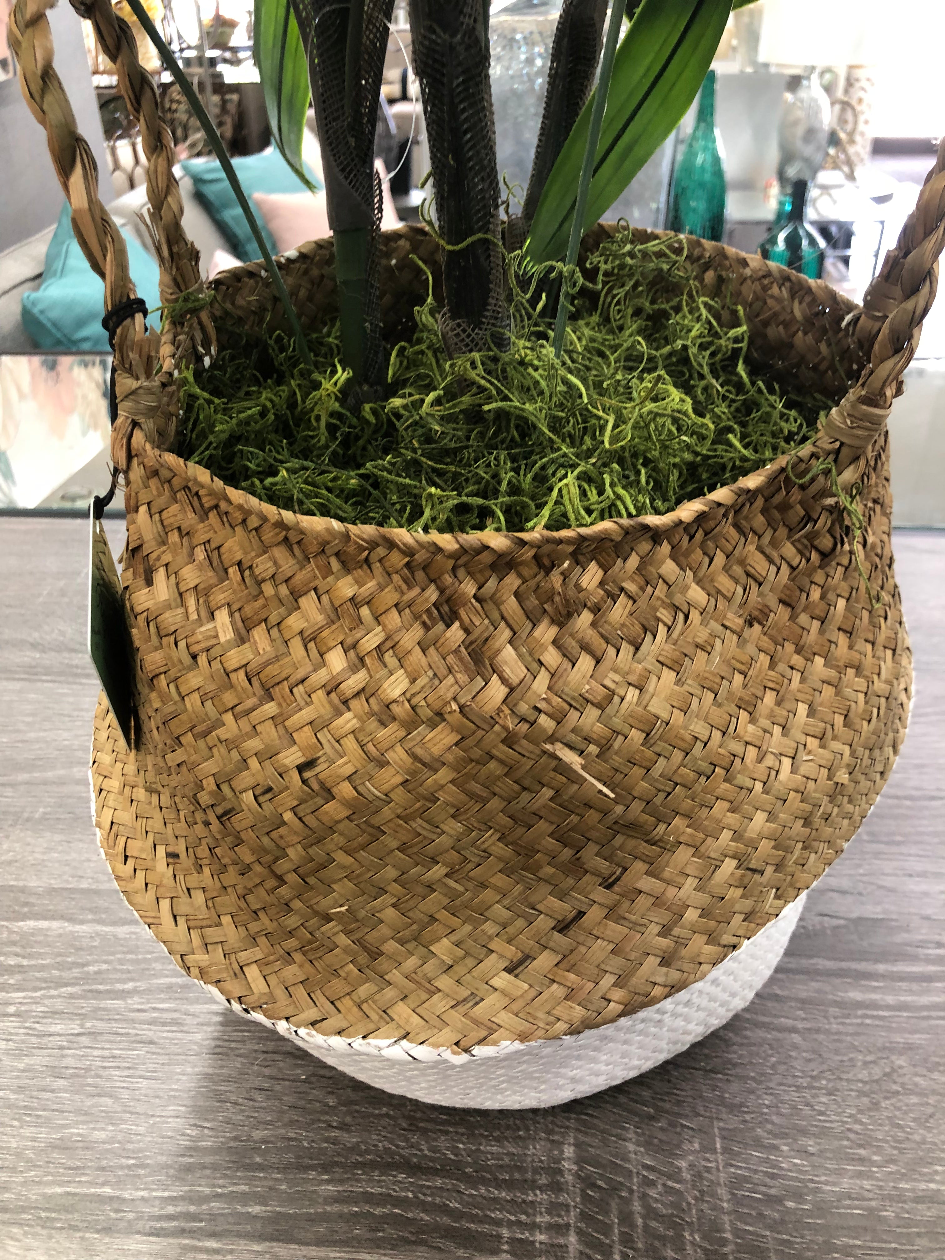 Faux plant in basket