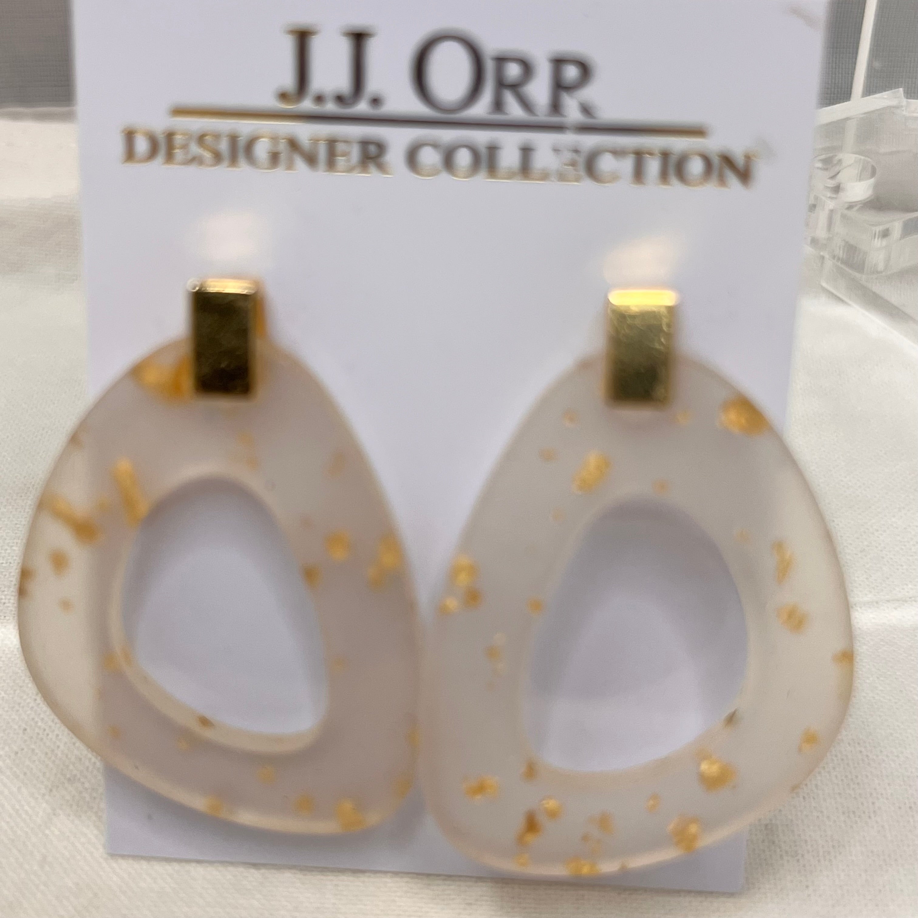 Earrings Formica Clear Frosted w/gold specks