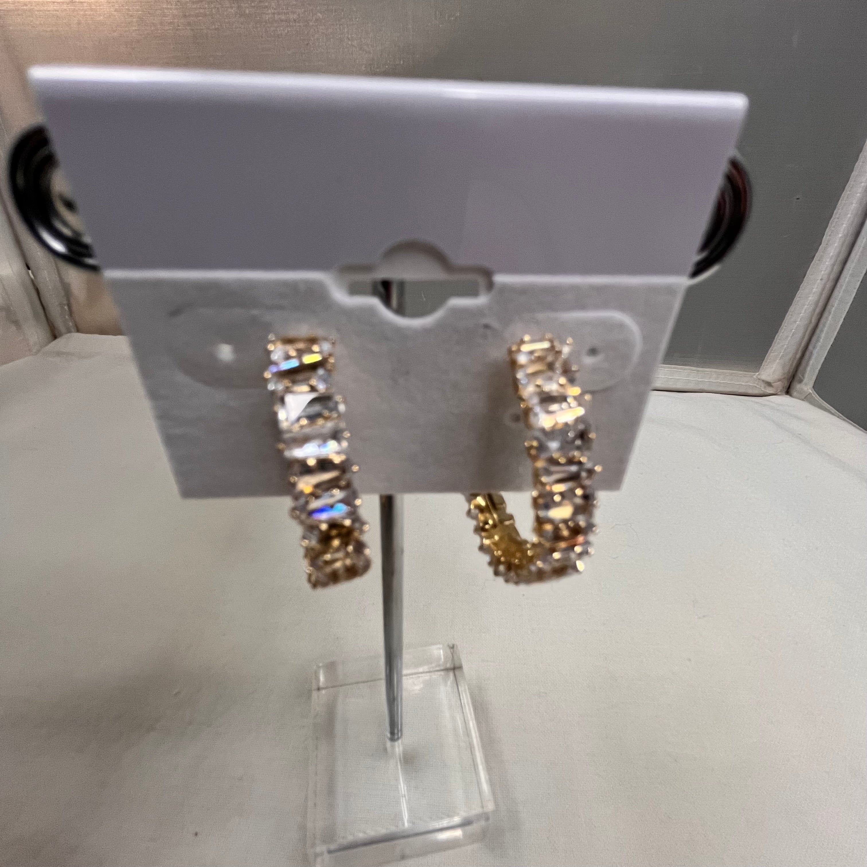 Earrings Hoops w/Cubic Zirconia