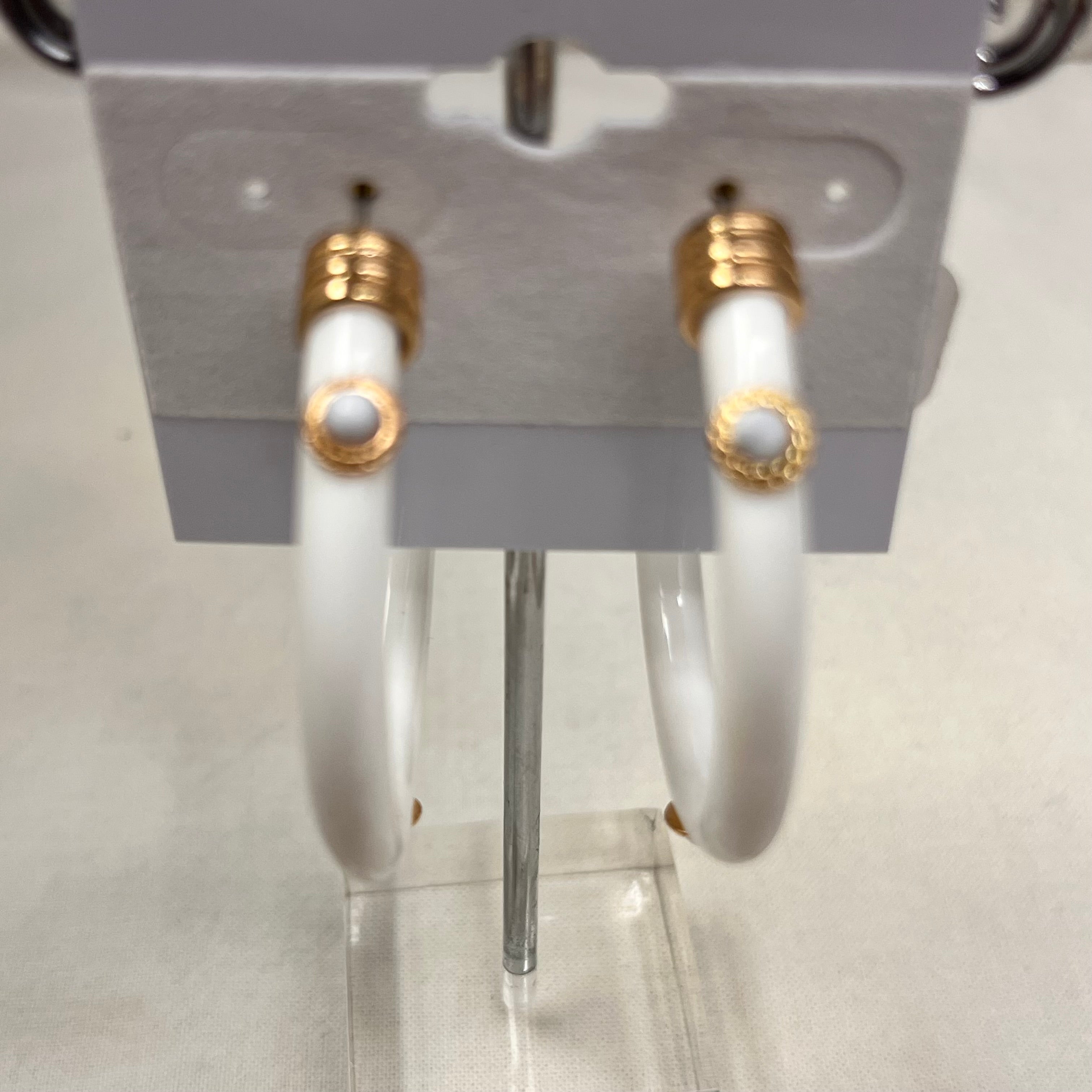 Earrings White Hoop w/Small Accents