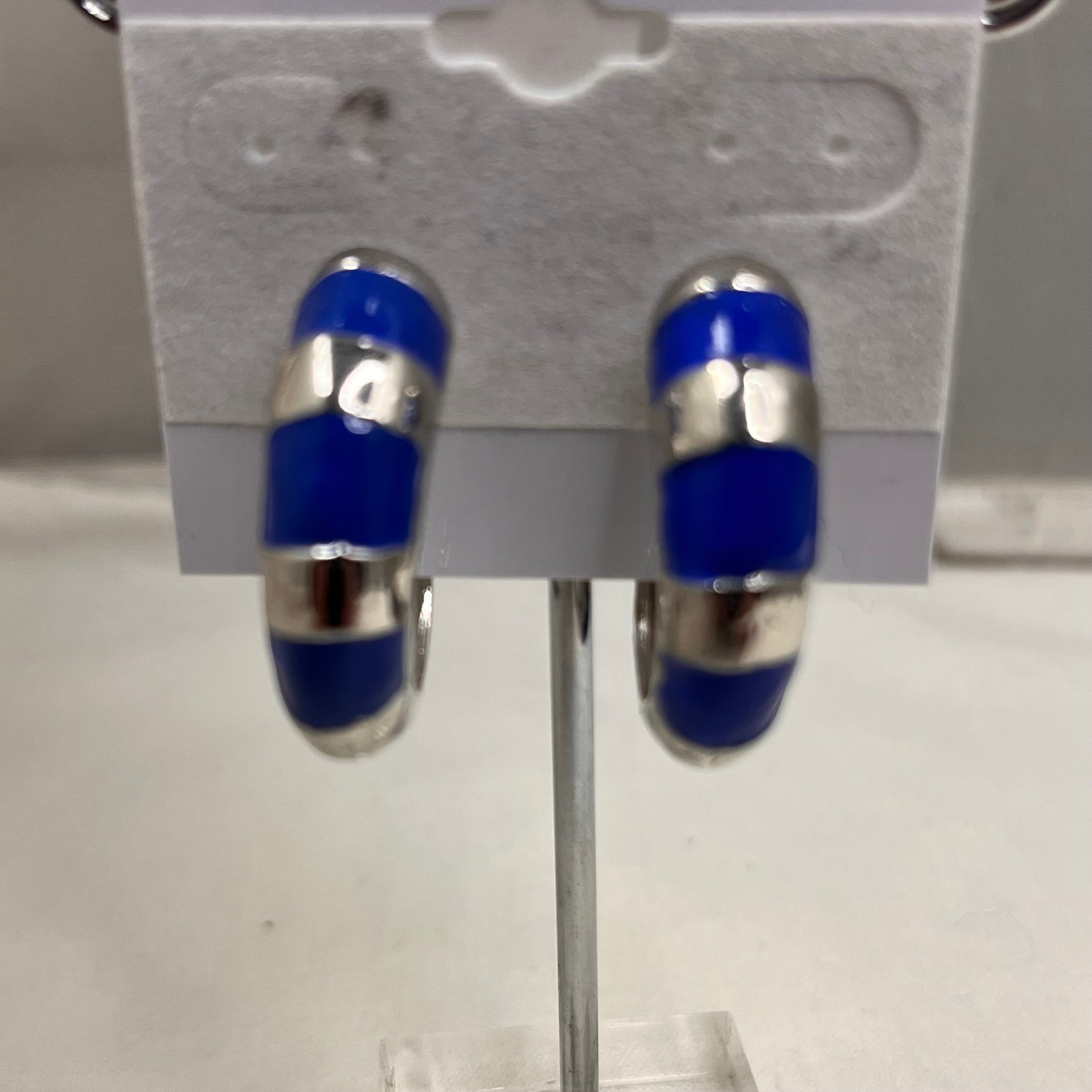 Earrings Blue Enamel Hoop