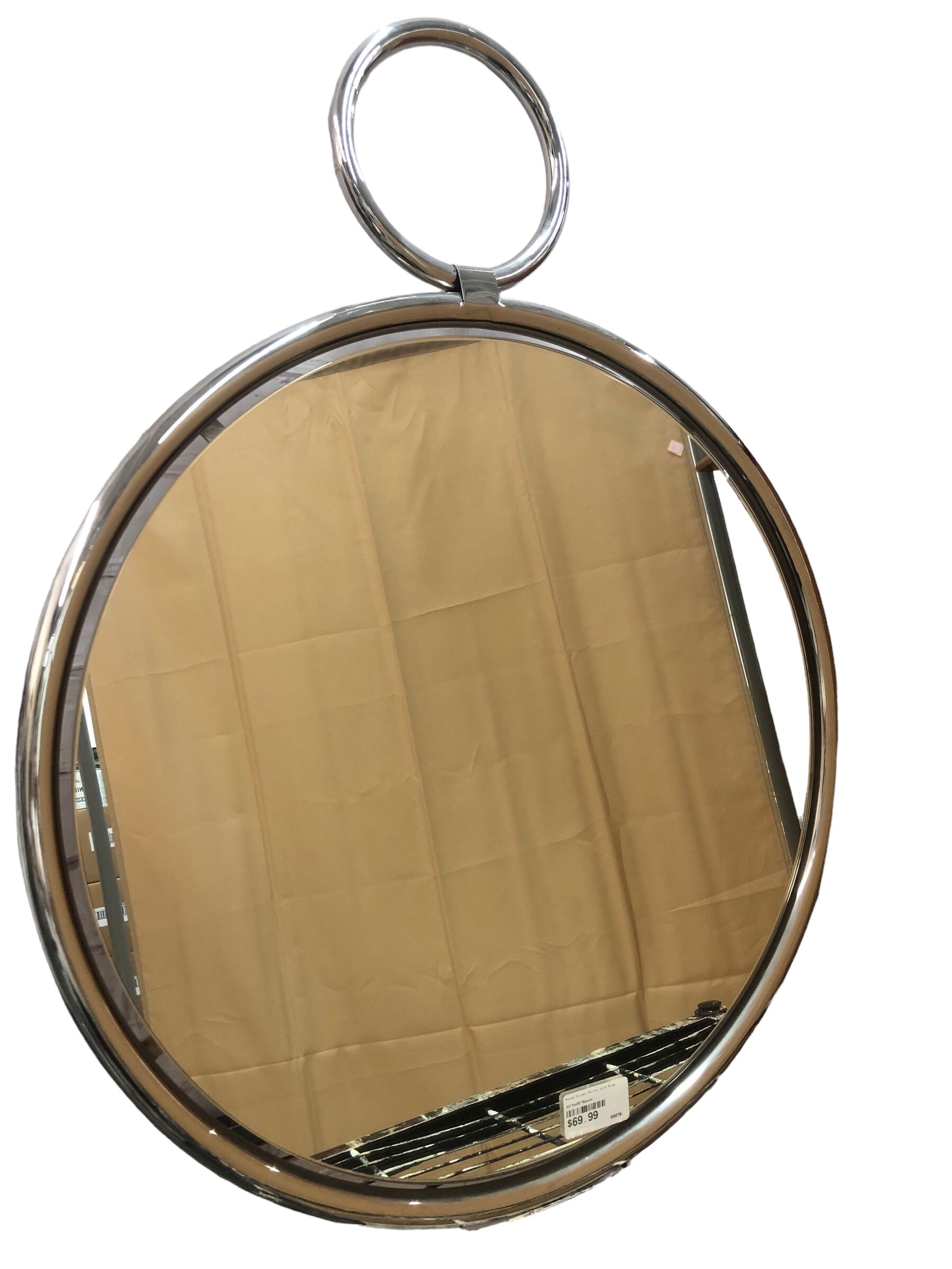 Round Silver Mirror with Ring