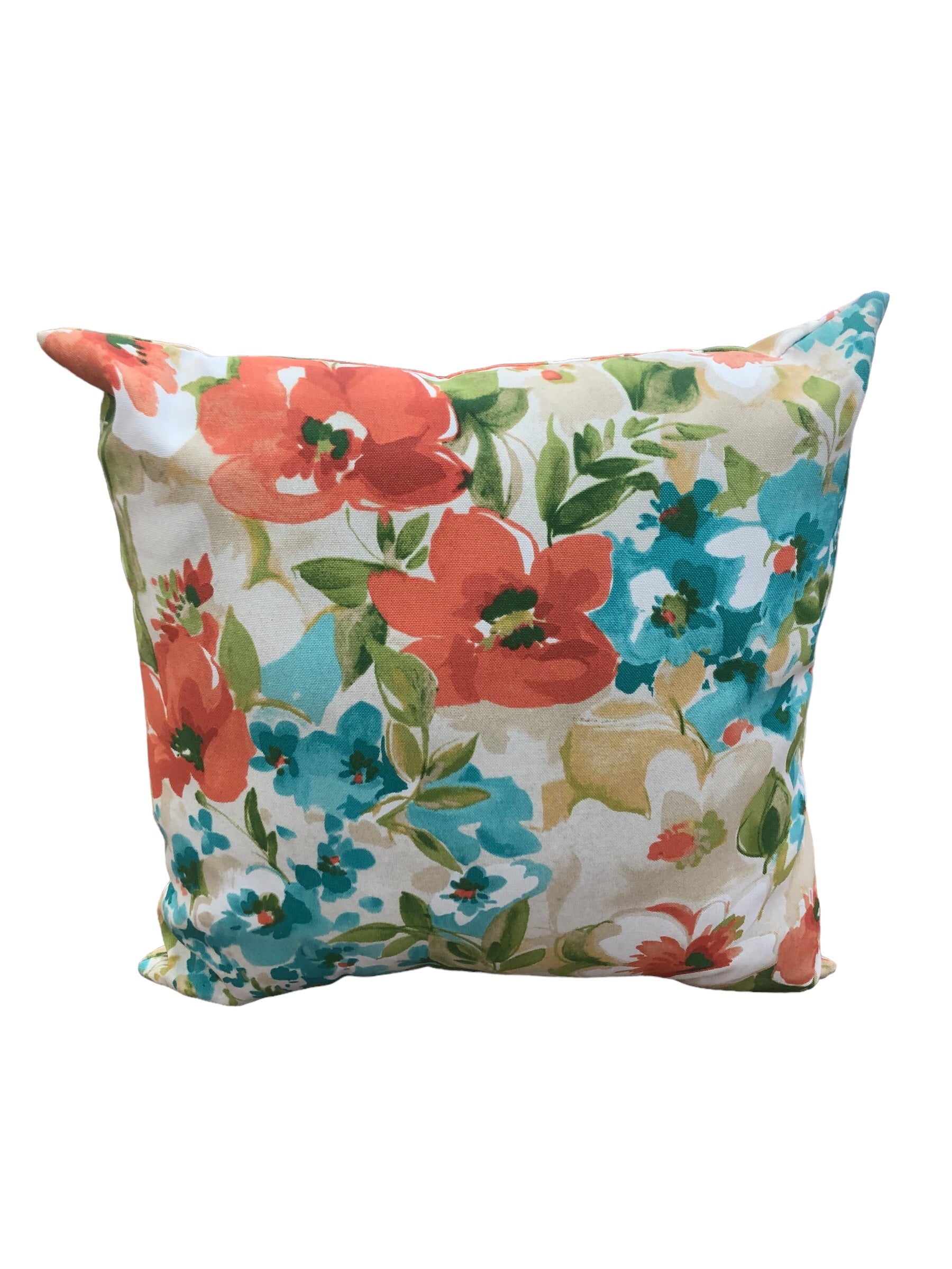 Floral Pillow Turq/Beige/Orange/Green