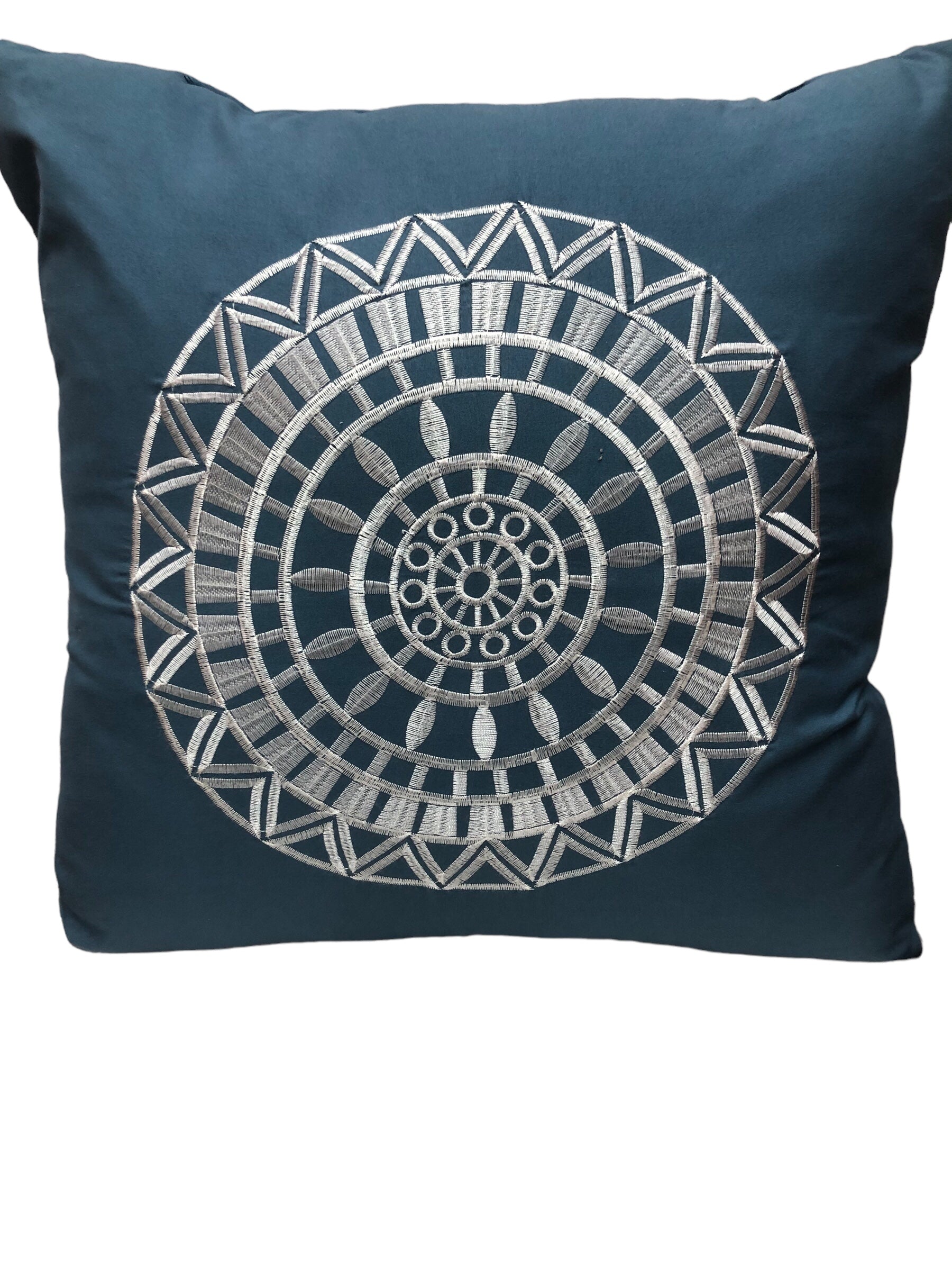 Turquoise with Embroidery Pillow