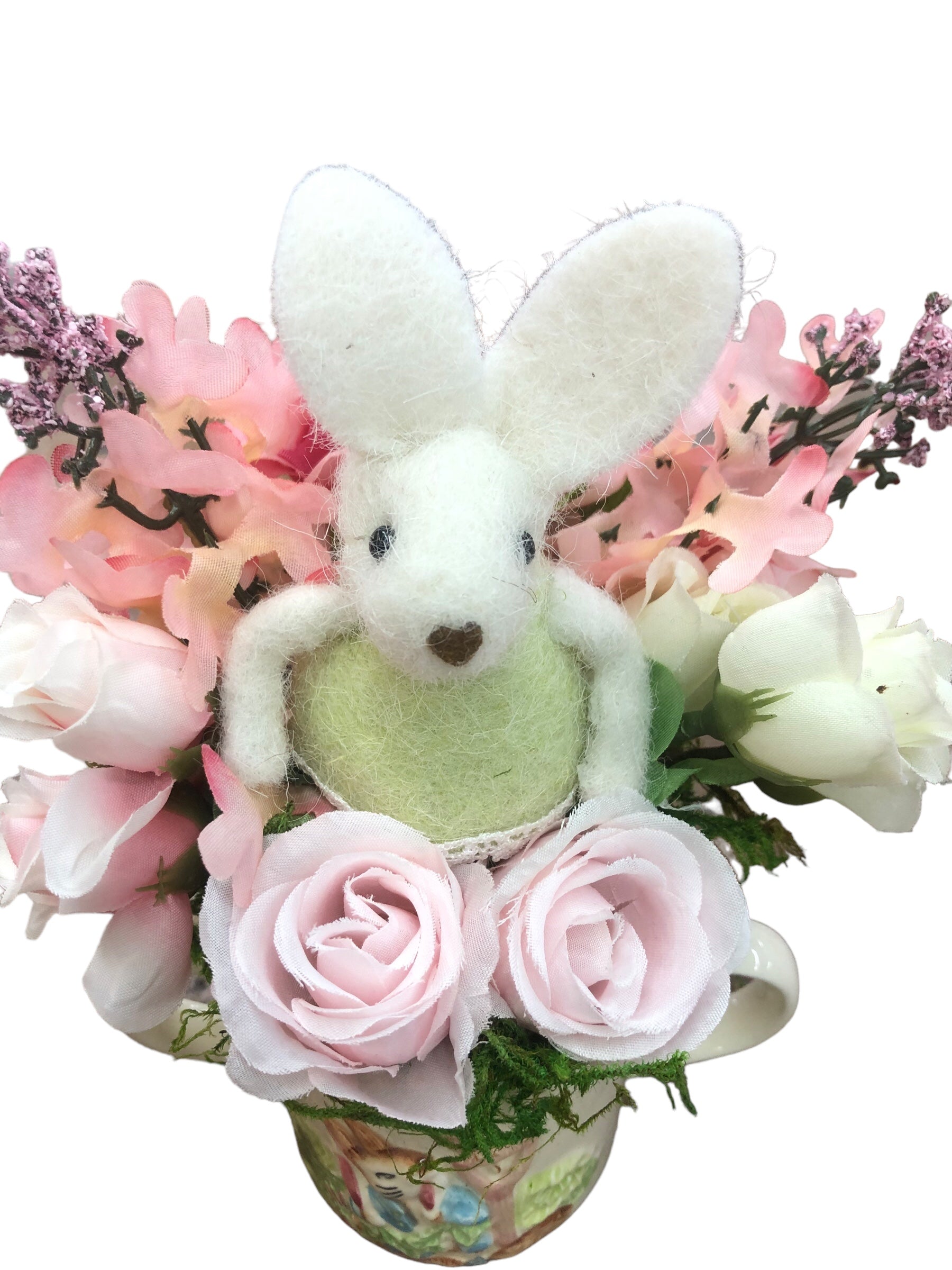 Bunny w/Pink & White flowers