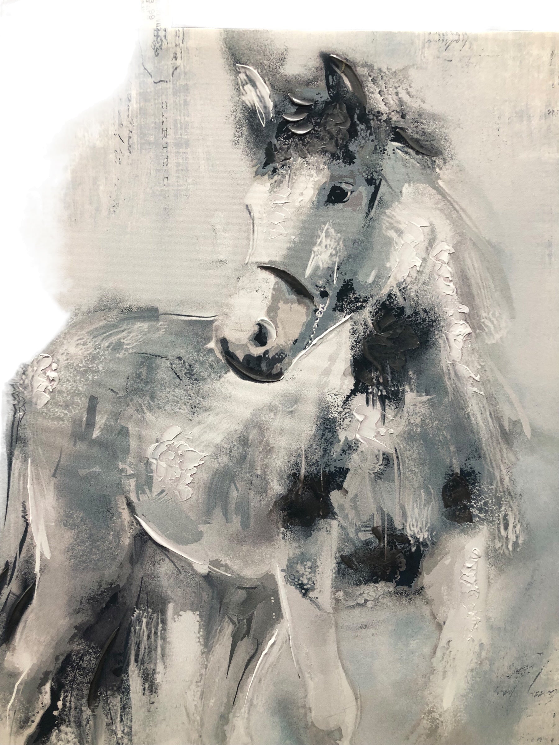 Blue/white painted horse