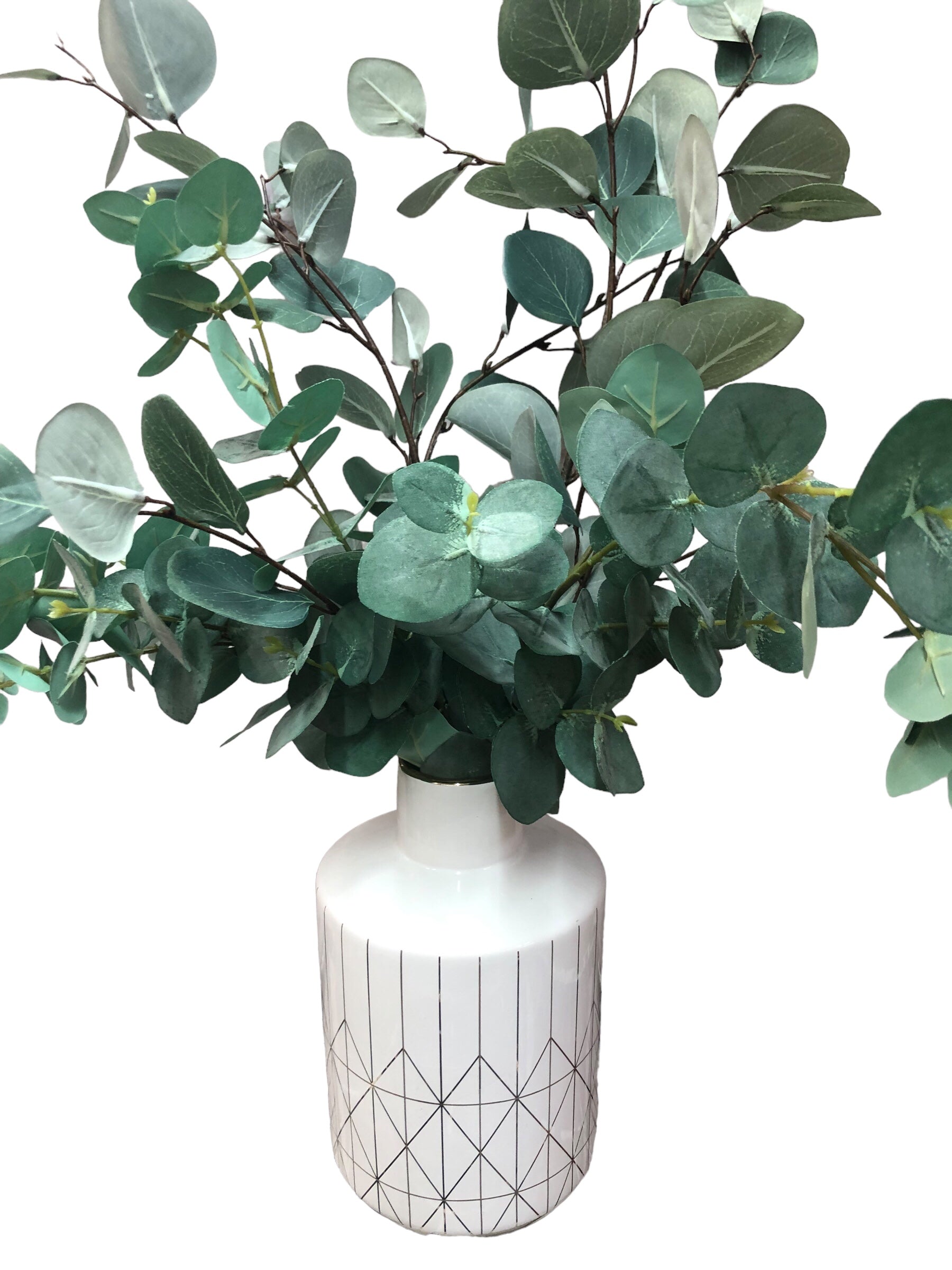 White and Silver Vase/Eucalyptus