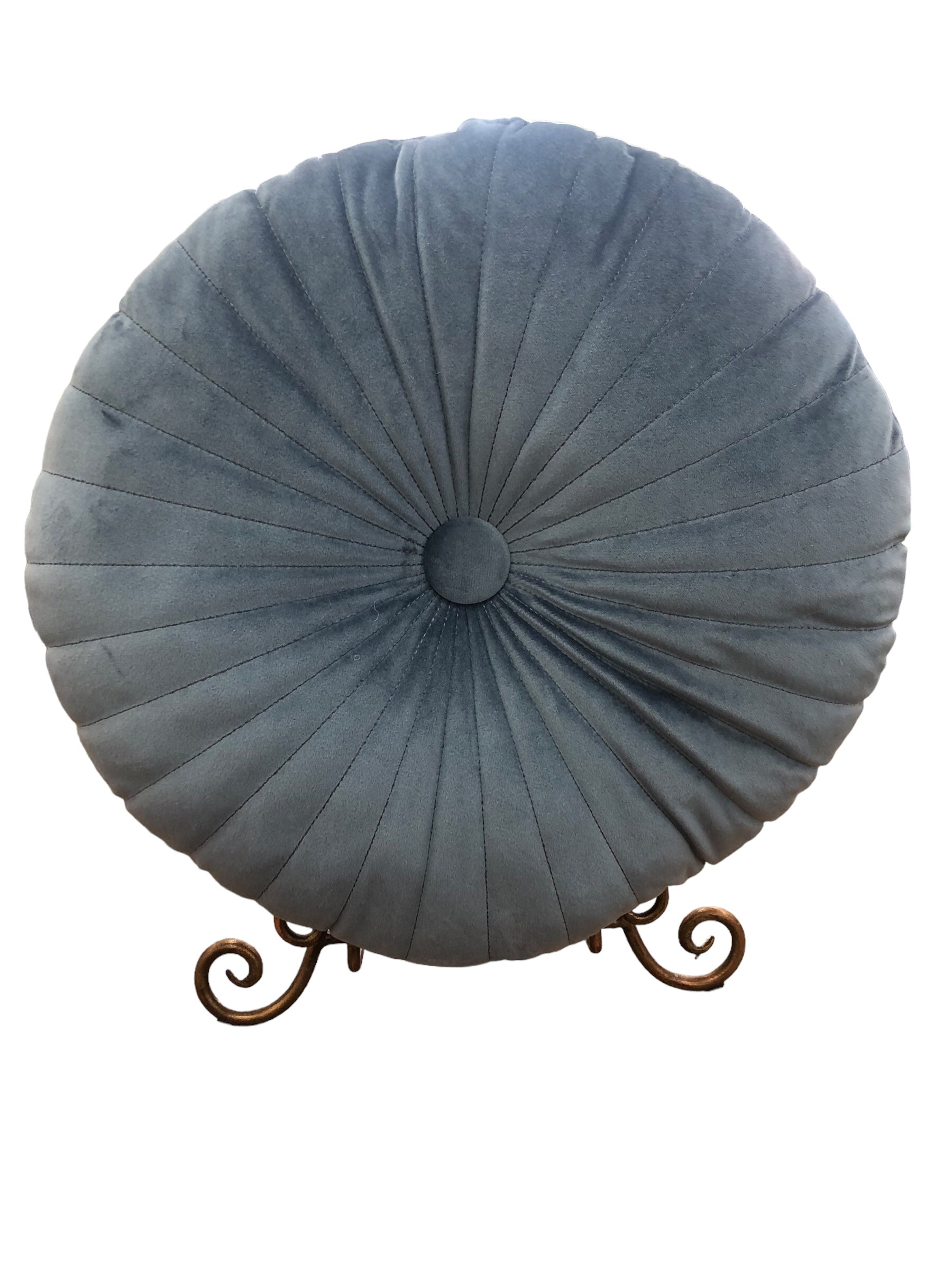 Round Velvet Grey/Blue Pillows