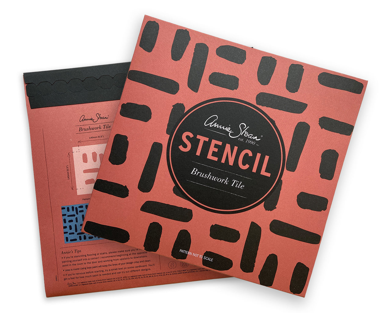 Stencil Square Design Brushwork Tile