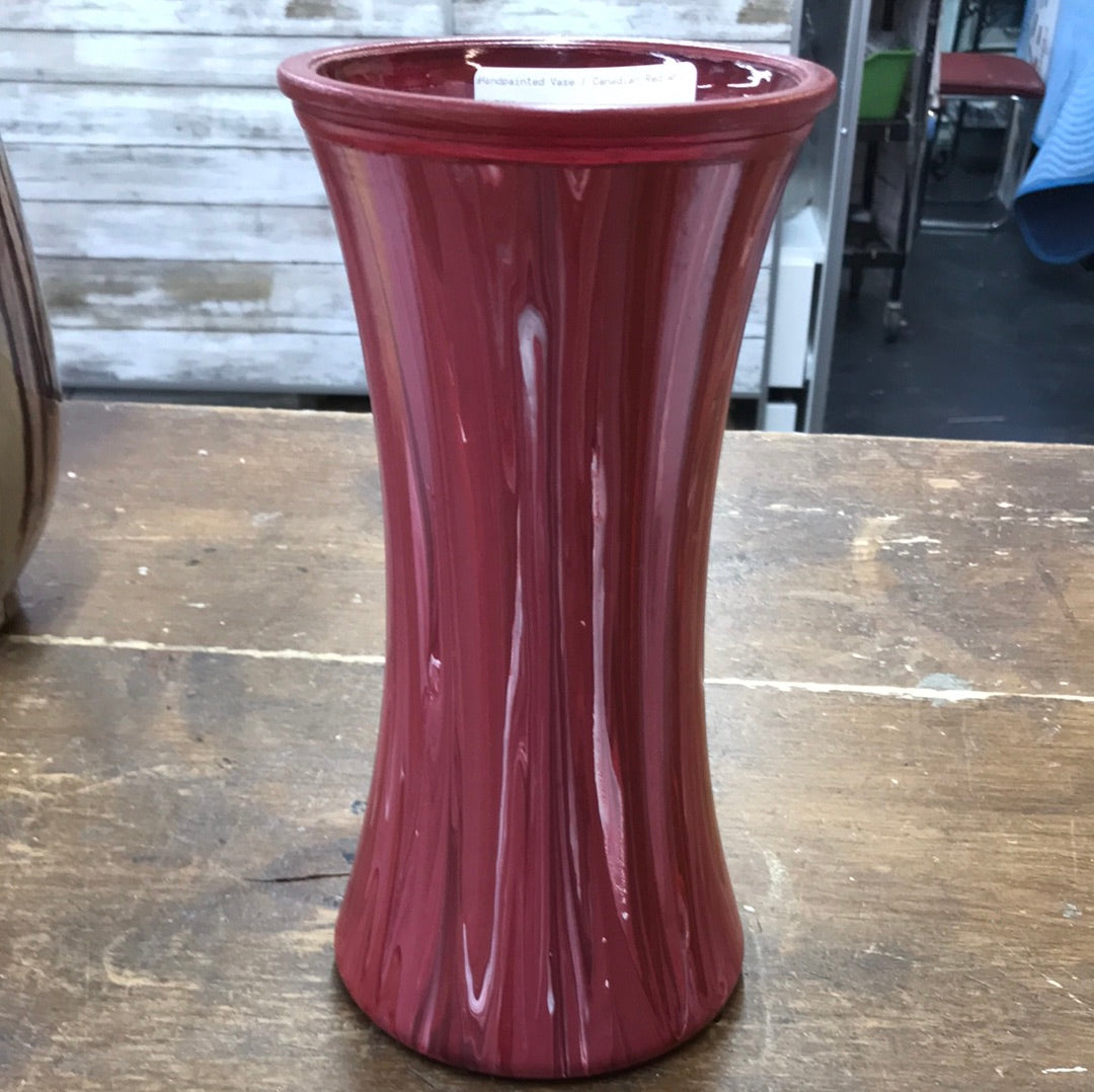 Handpainted Vase / Canadian Red/White