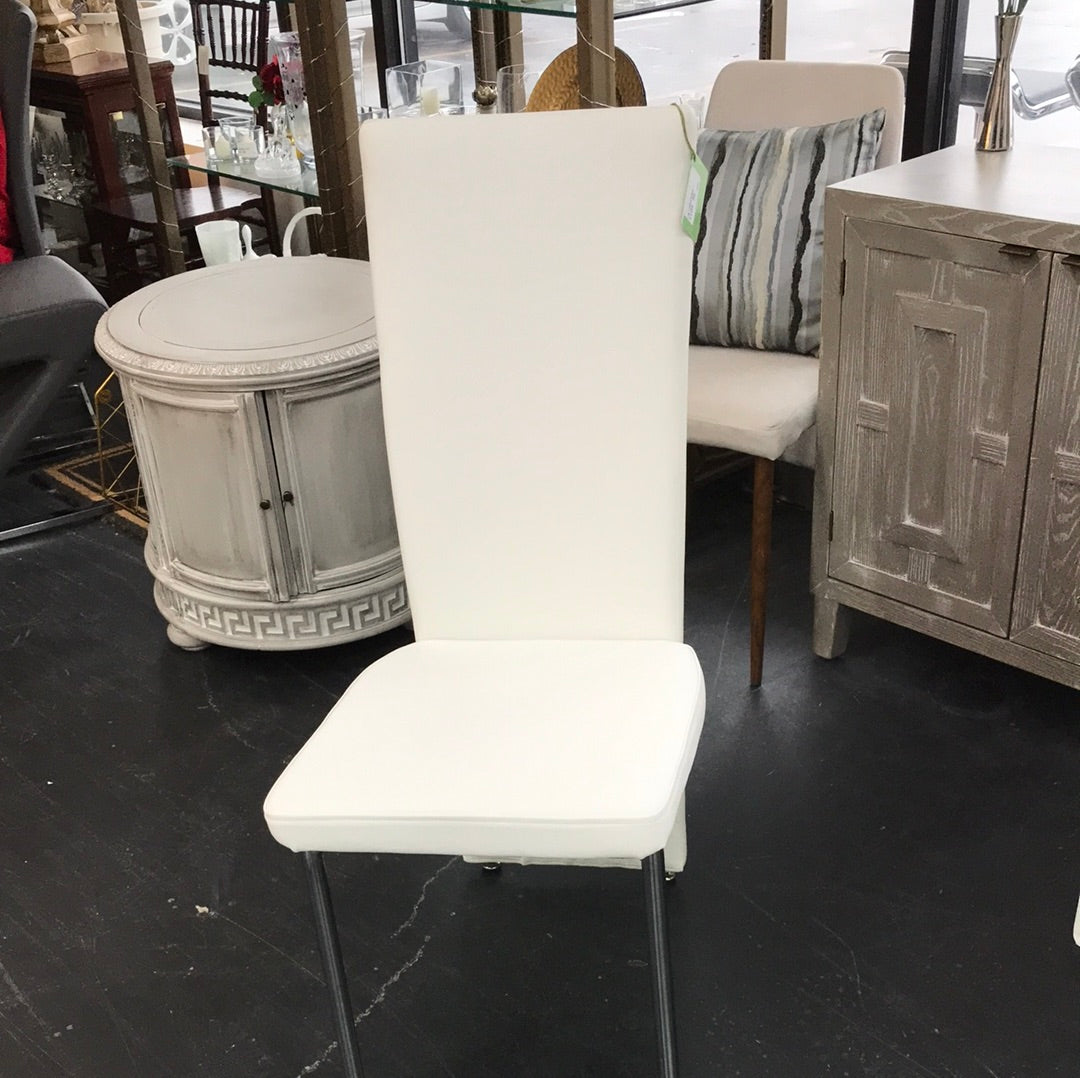 White faux leather chair
