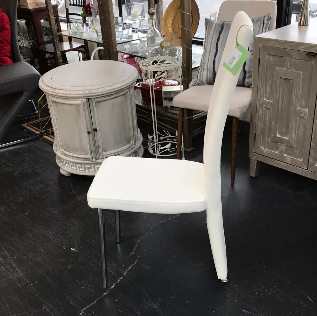White faux leather chair
