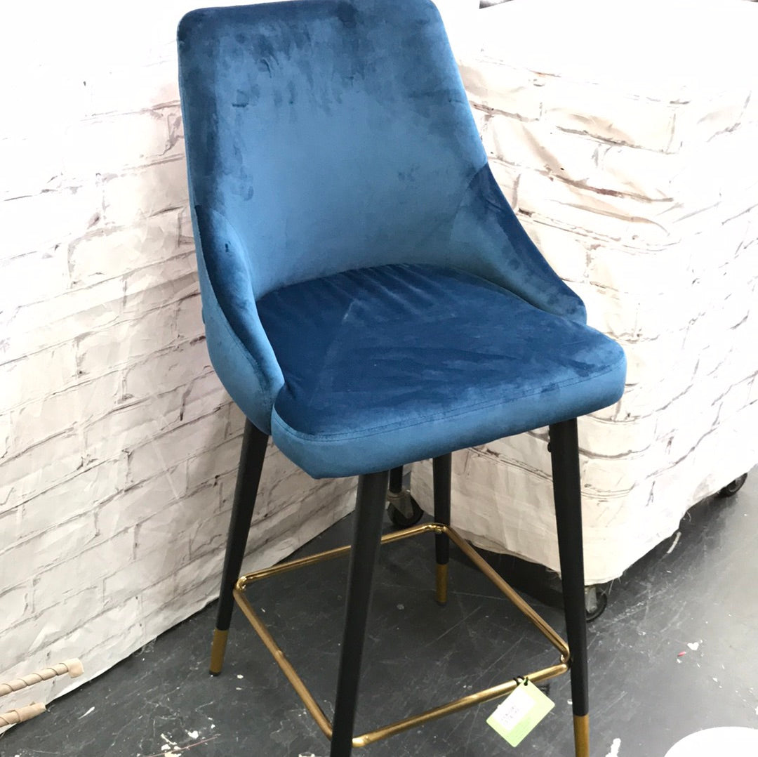Blue Velvet fabric bar stool