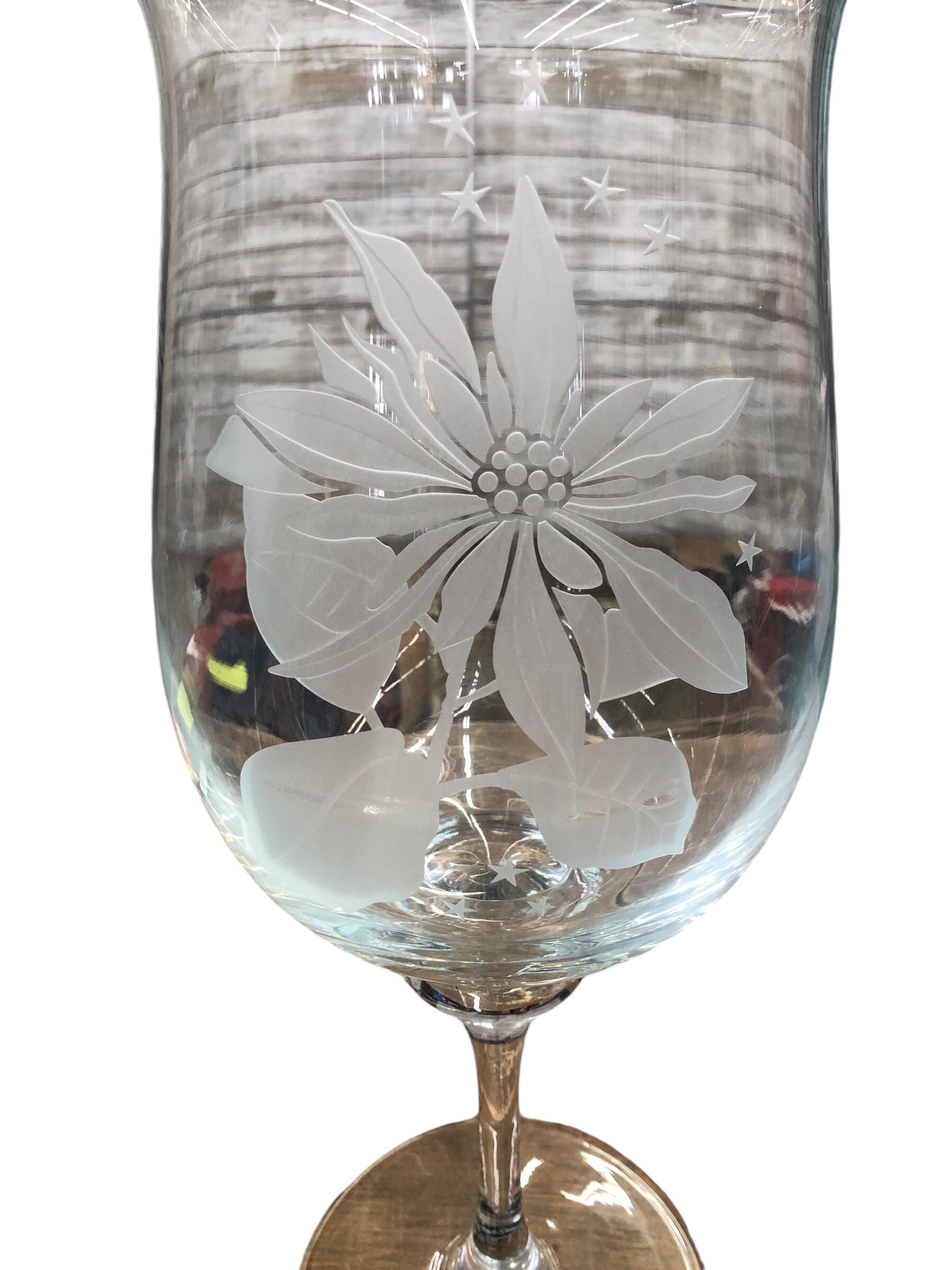 Candel Holder Etched Poinsettia