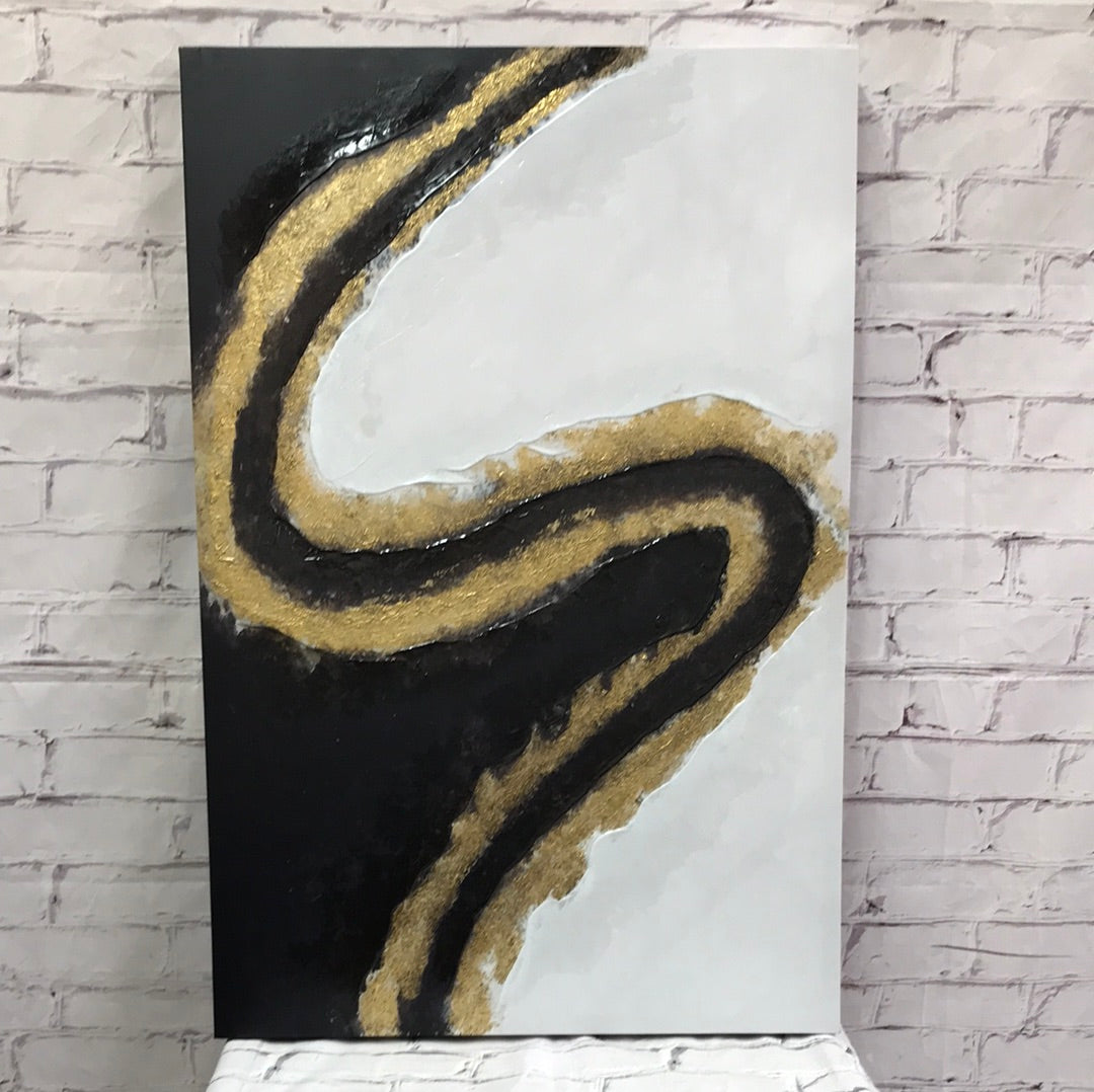 Black/Gold/White Abstract Canvas