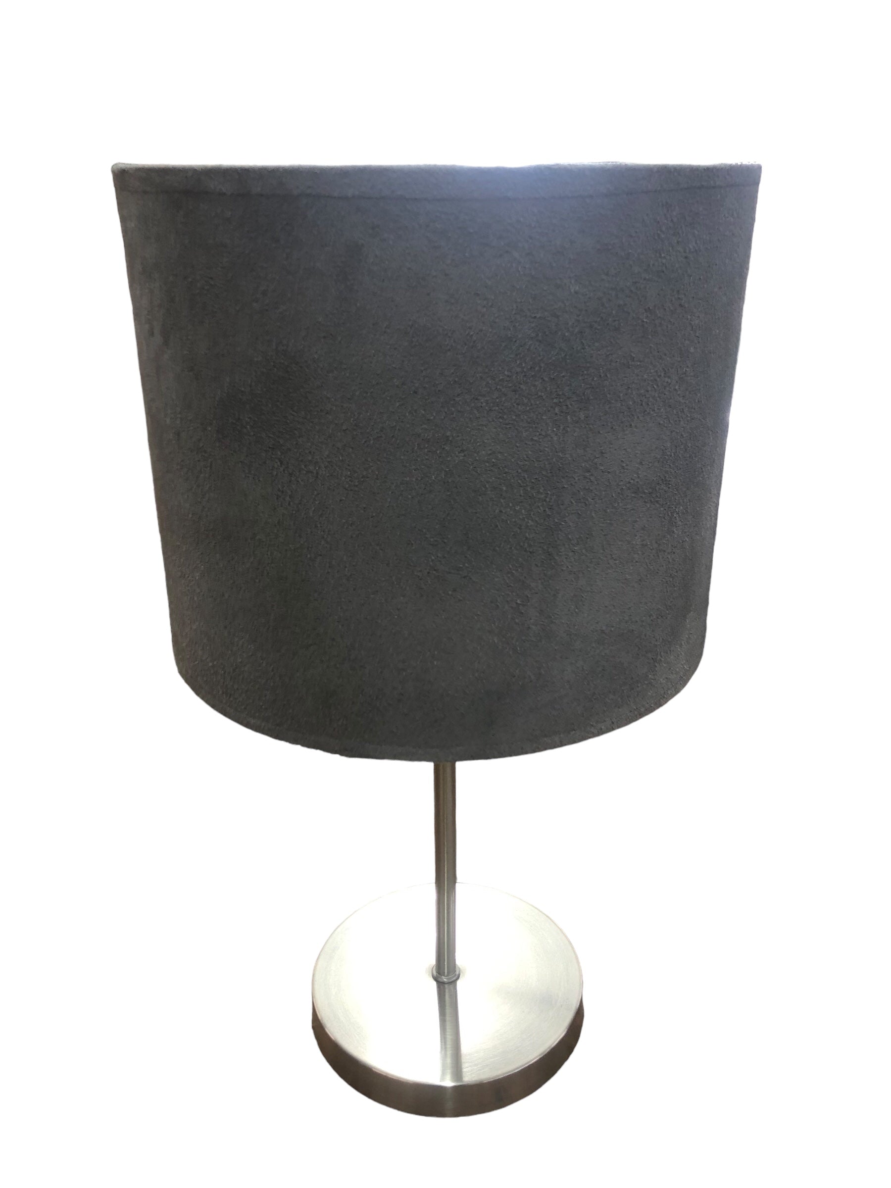 Small silver lamp/grey shade
