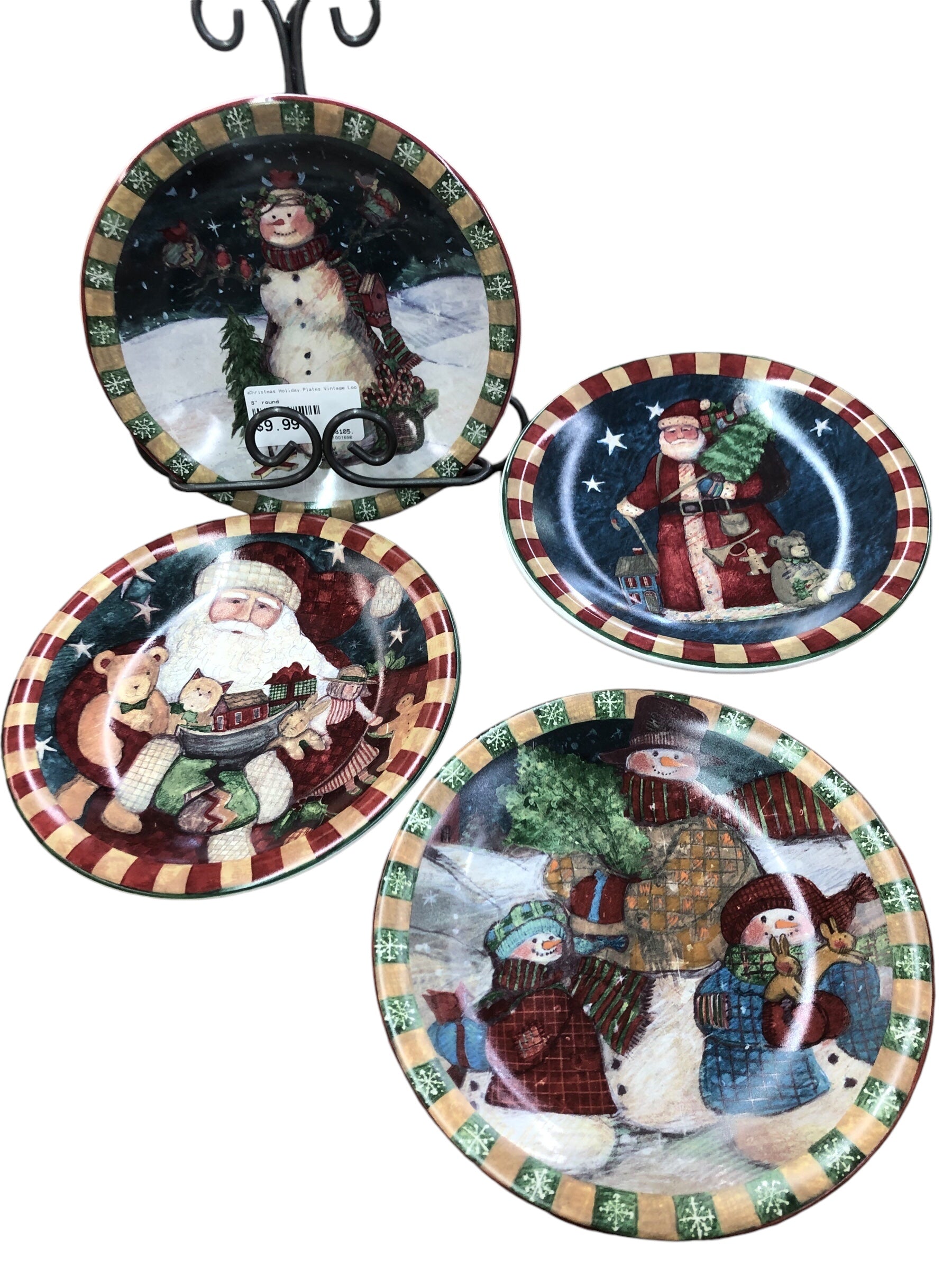 Christmas Holiday Plates Vintage Look