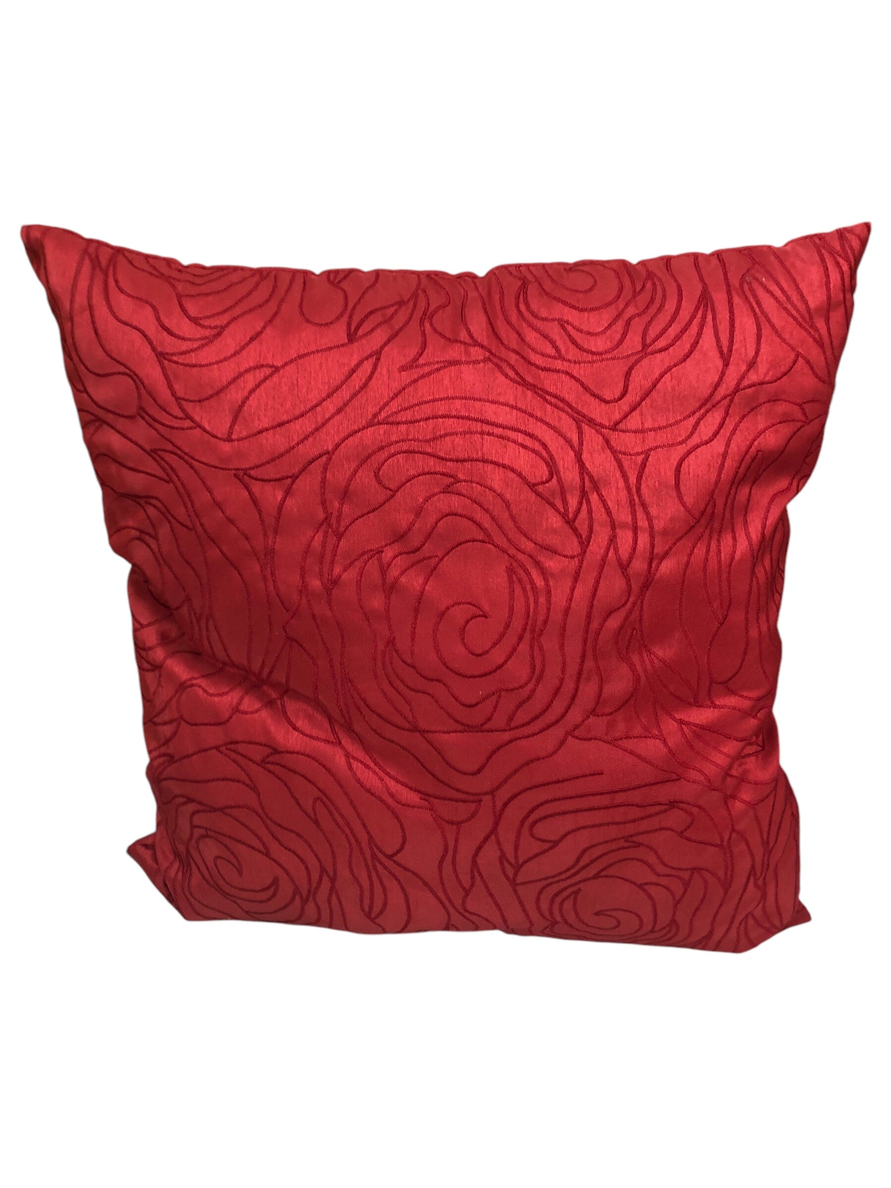 Red/ floral design accent pillow