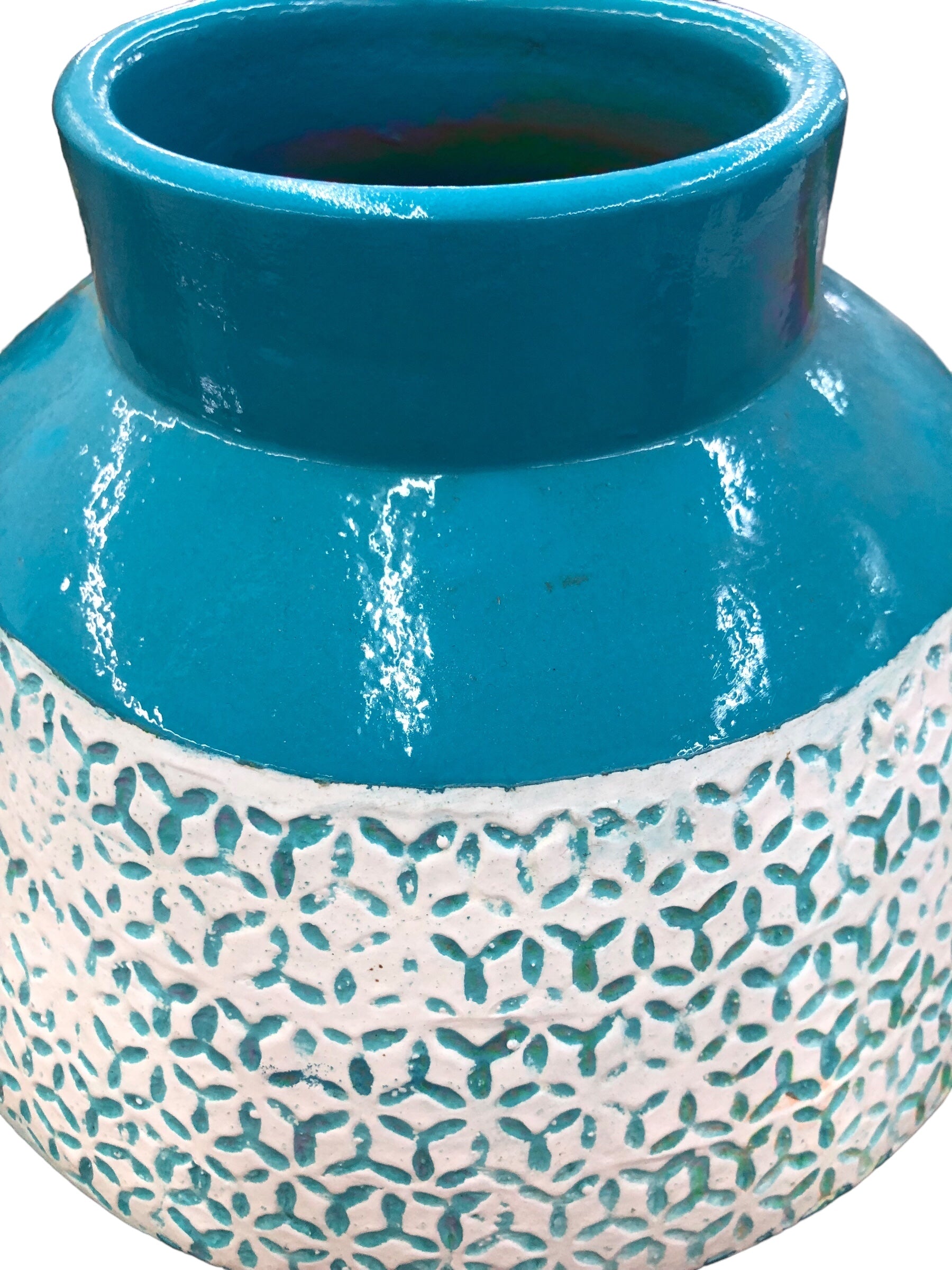 Dark Turquoise and White Vase