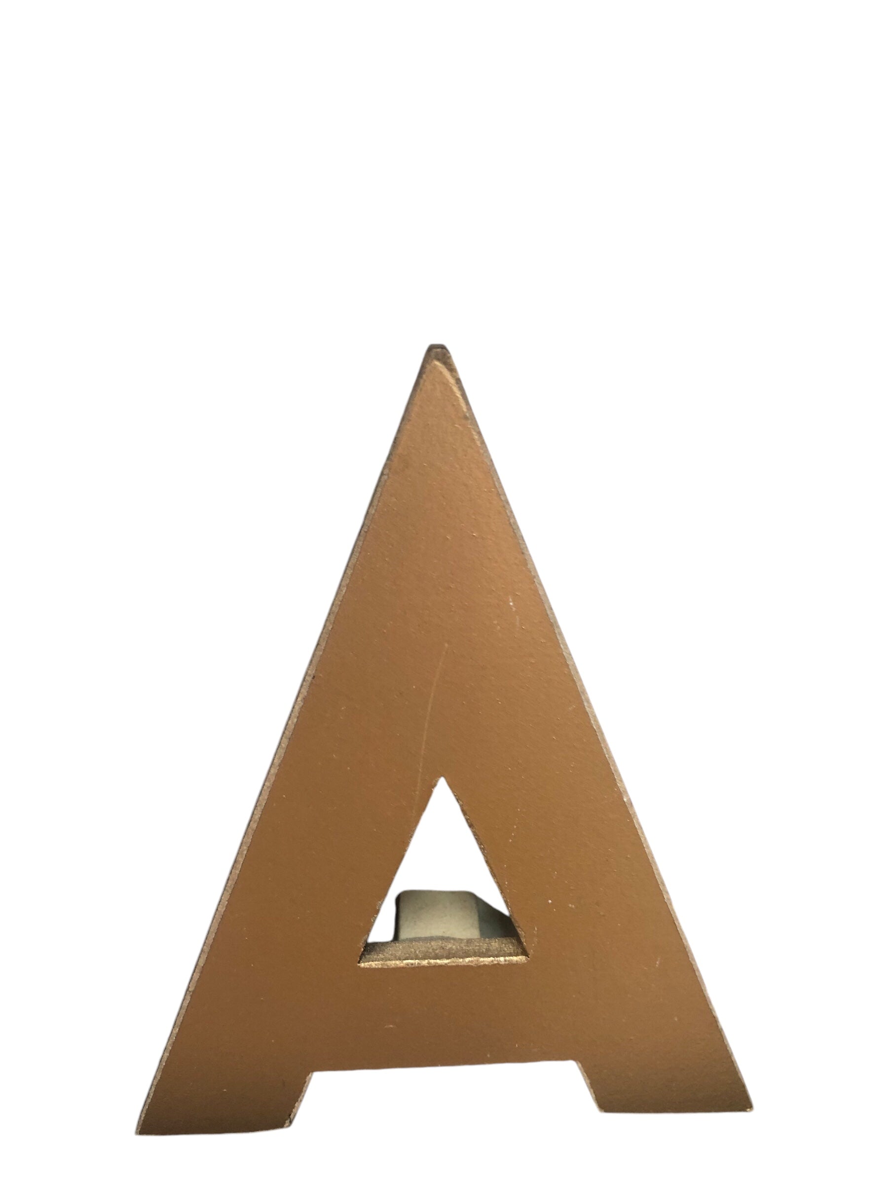 Letter A in wood frame