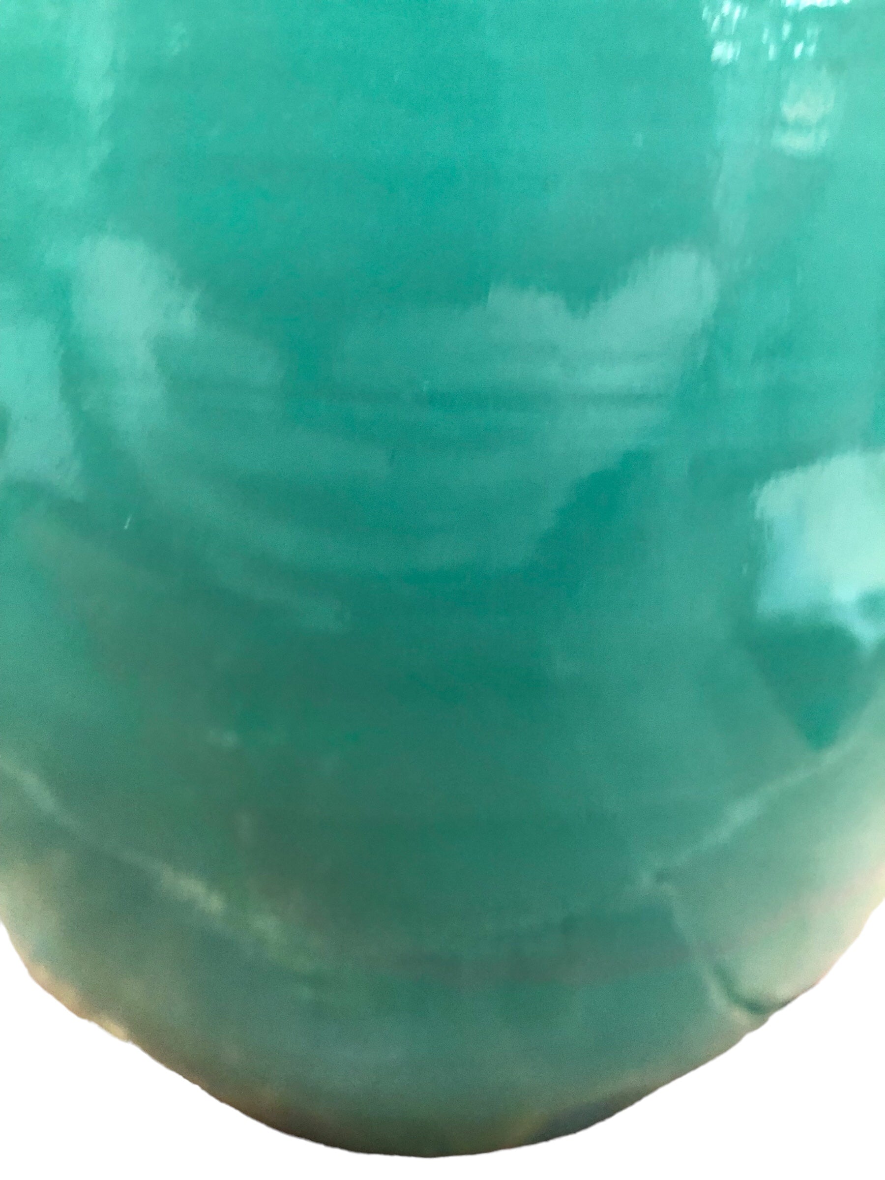 Plastic turquoise/ wood look floor vase