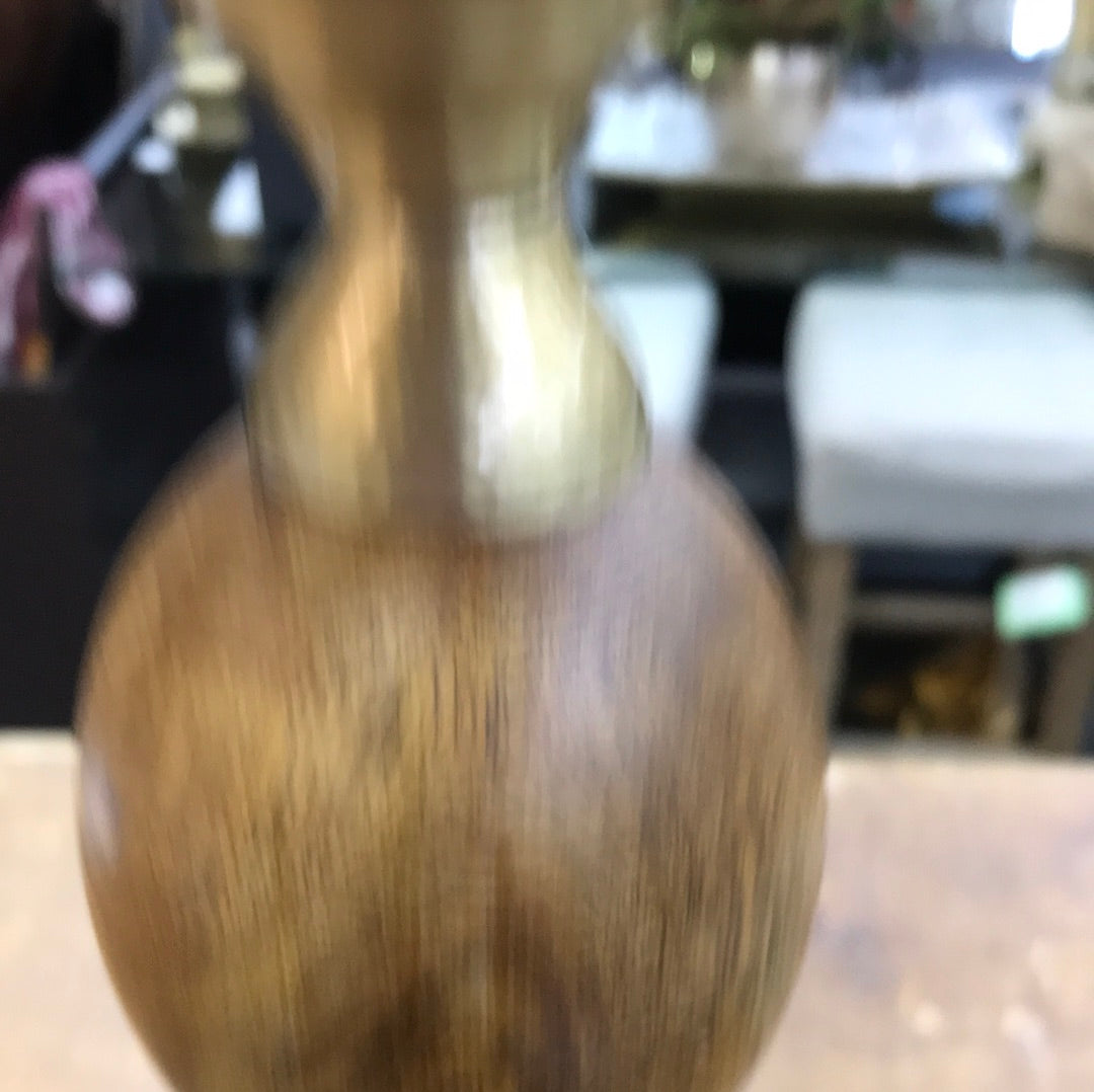 Gold/wood candle holder