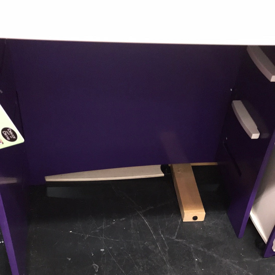 Purple and white kids desk&bookcase