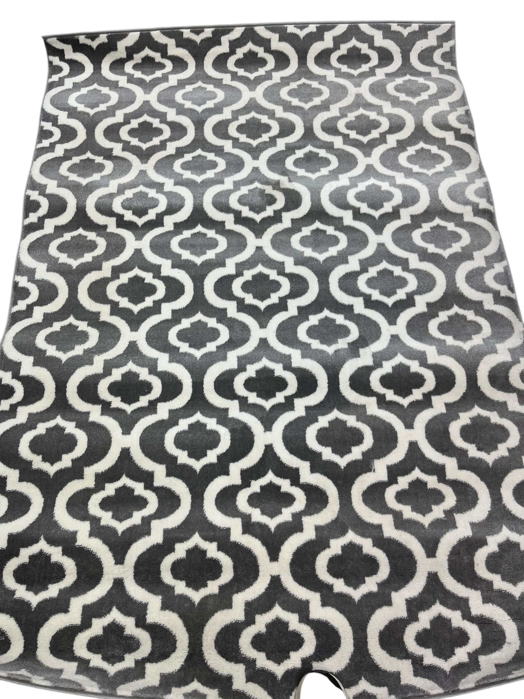 DK Grey/White Moroccan Trellis Rug