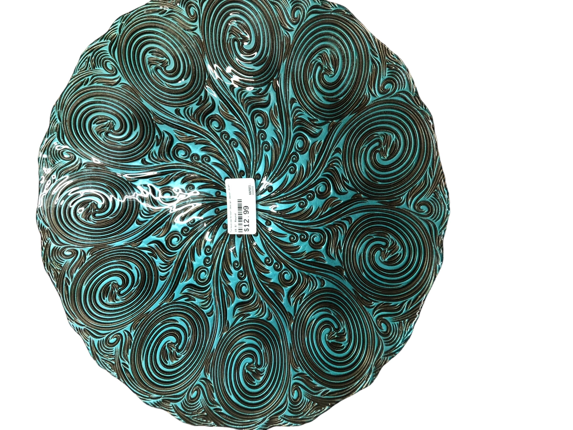 Turquoise/brown design decor dish