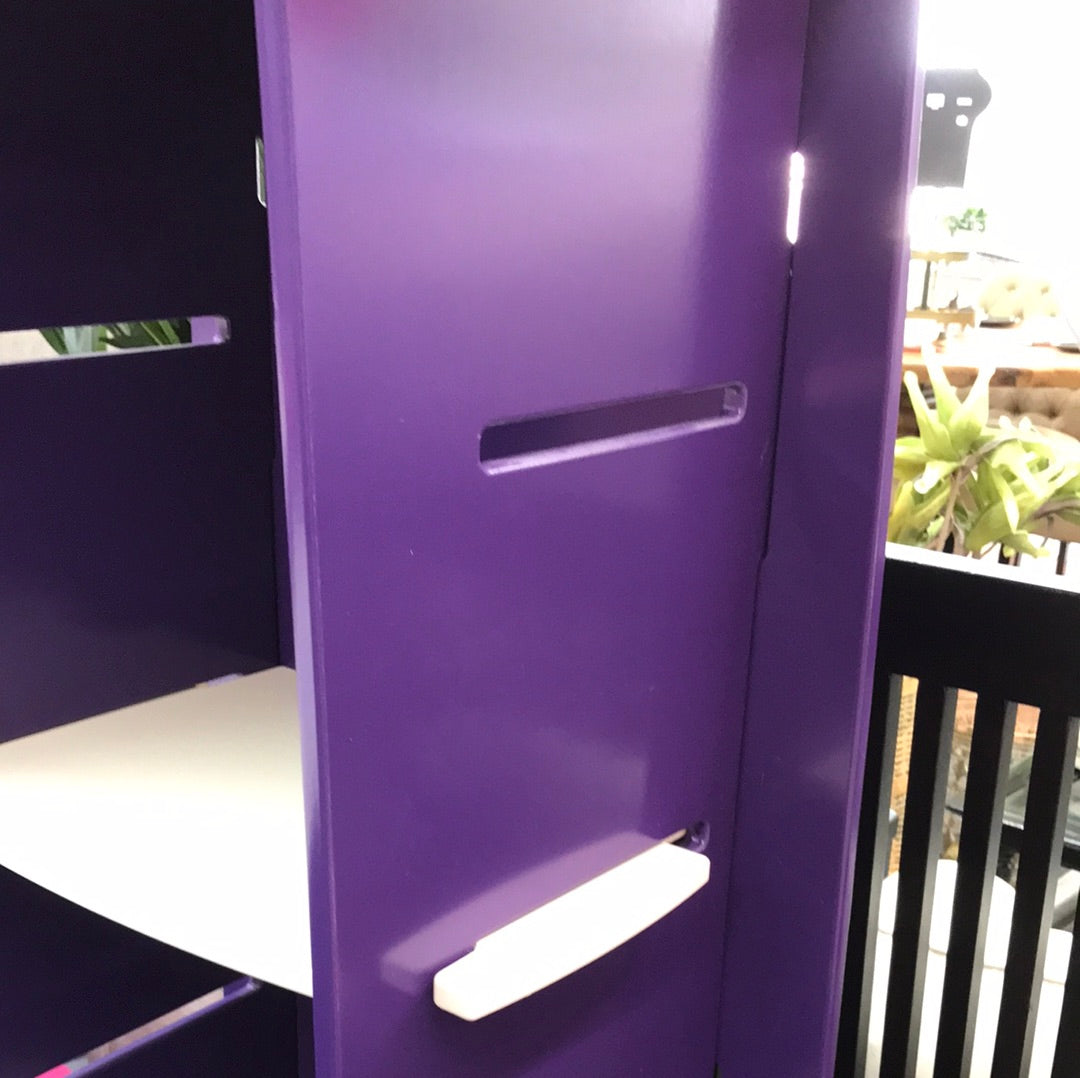 Purple and white kids desk&bookcase