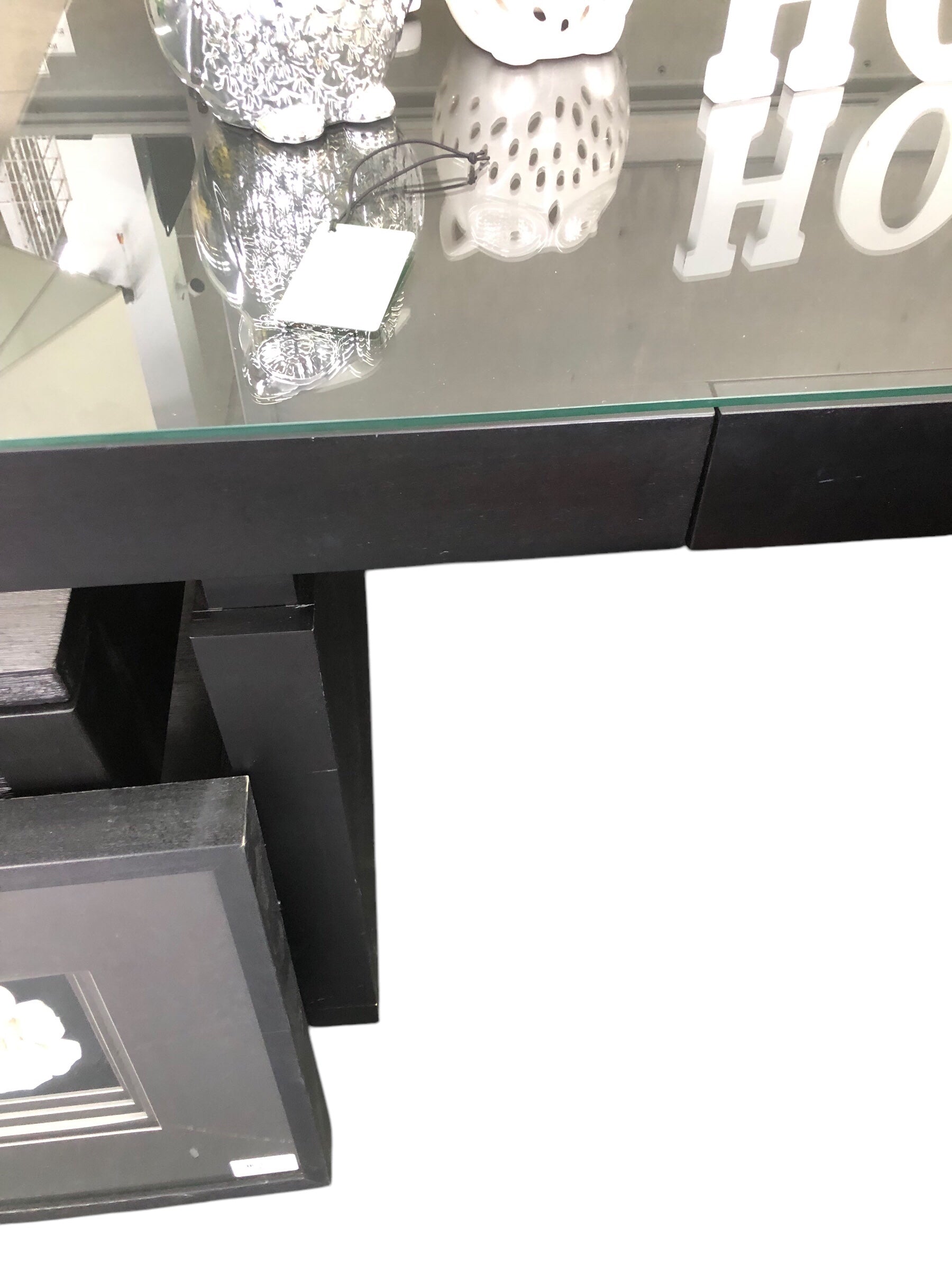 Black glass top desk