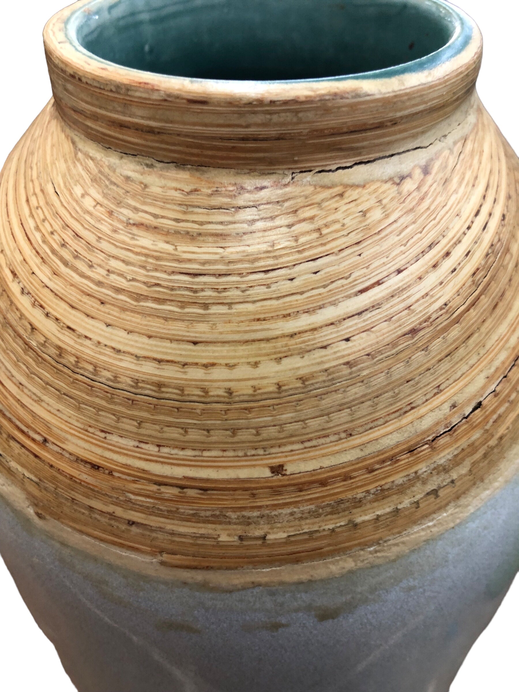 Ceramic Vase Lt. mid grey/ beige top