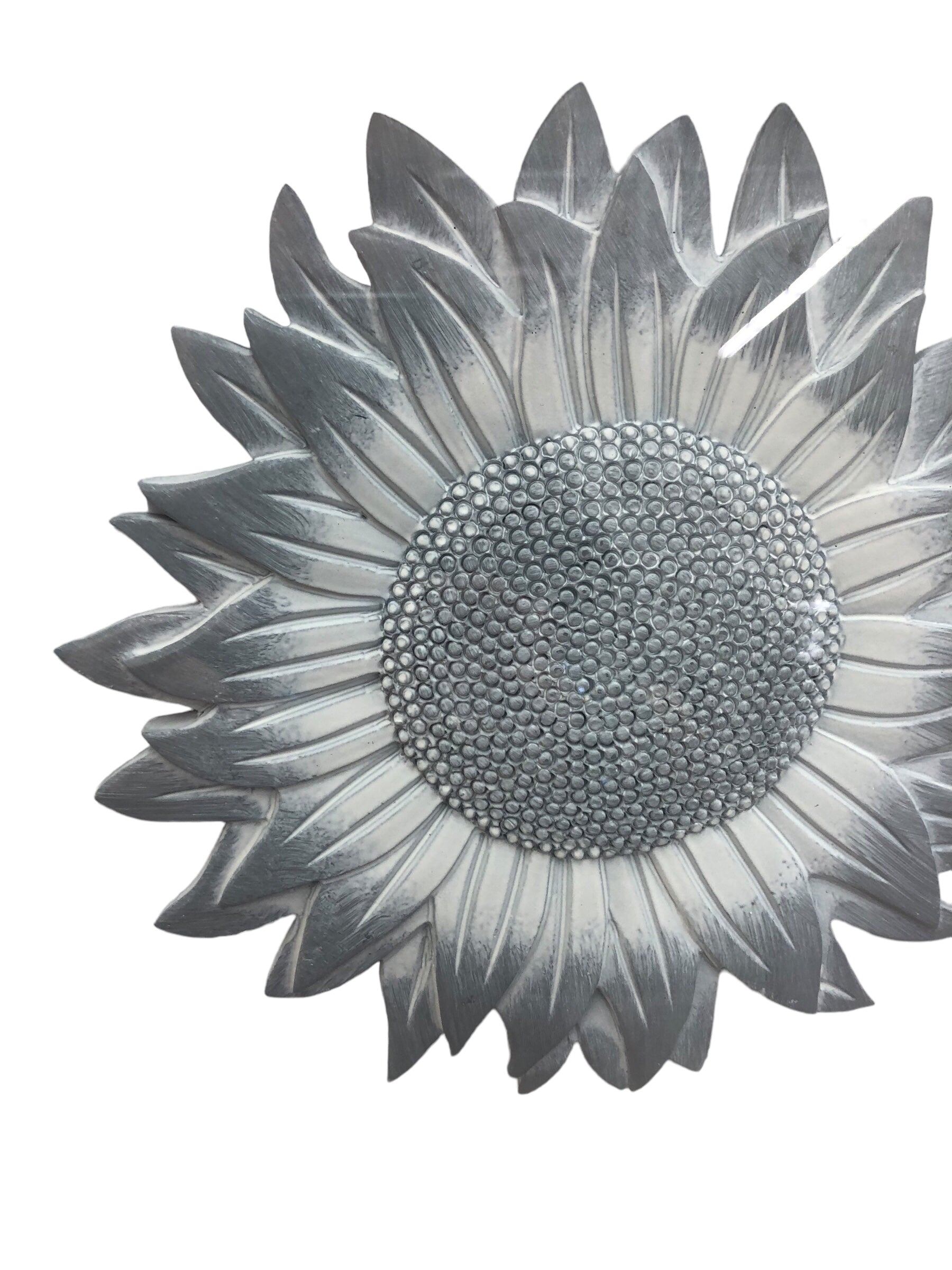 Grey Sunflower in wood frame