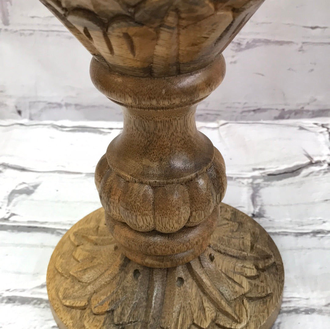 Wooden Carved Candholder/Hurricane