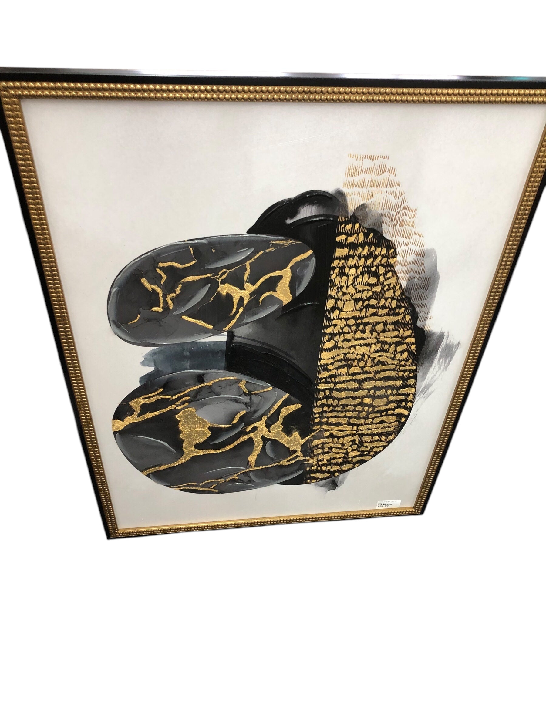 Abstract black/gold framed art