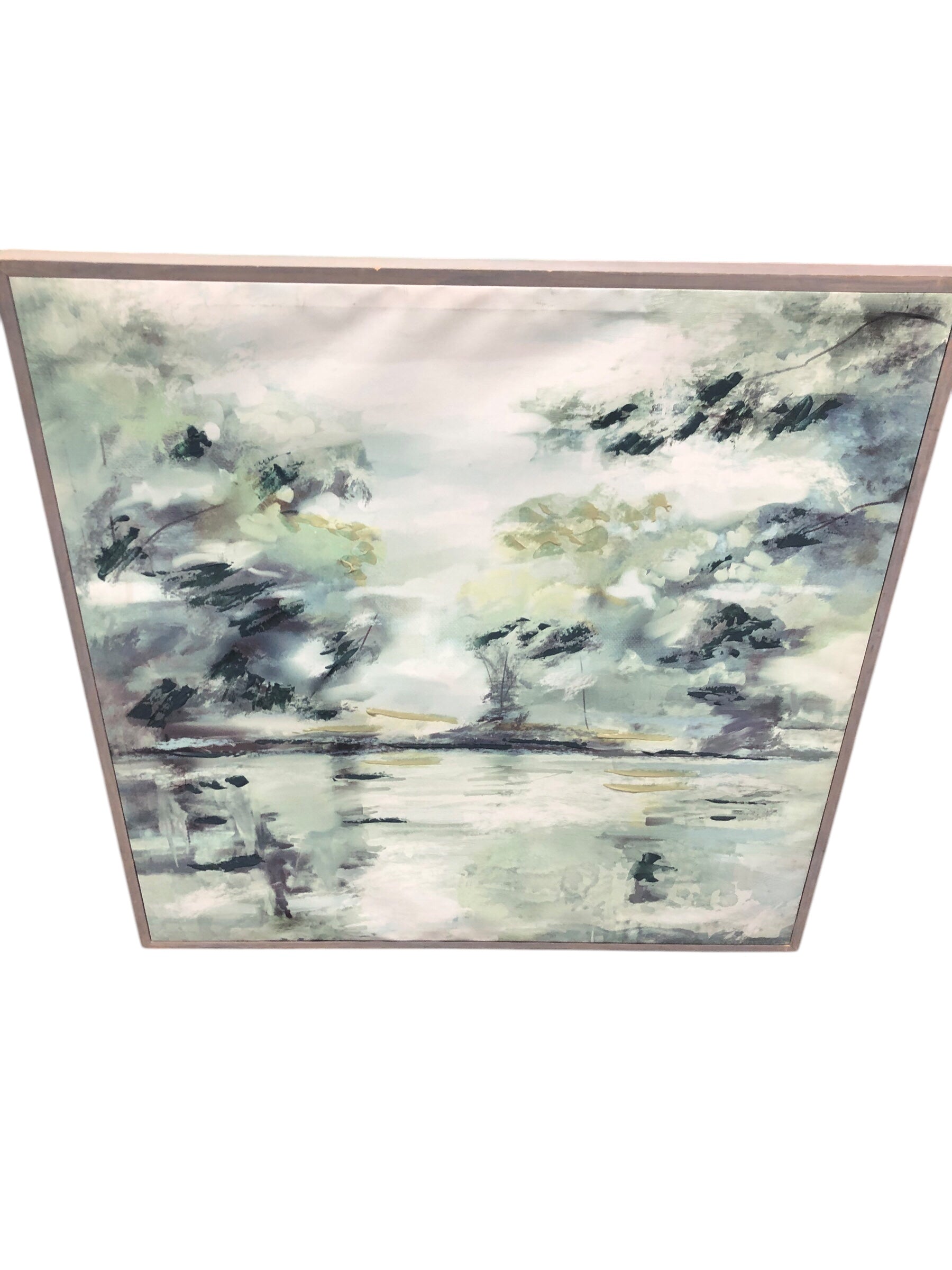 Painted lake view canvas/ framed