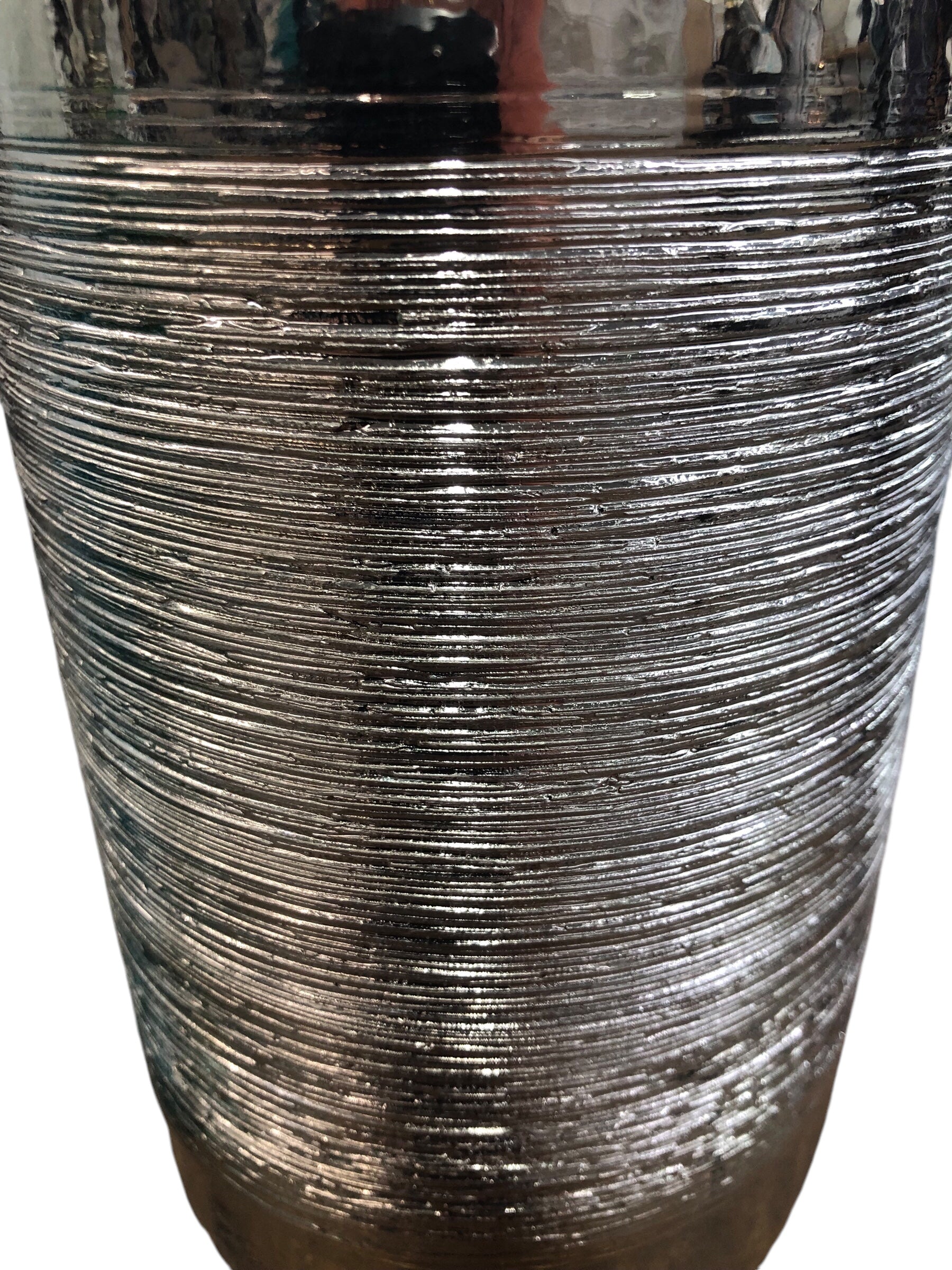 Silver Ribbed Vase