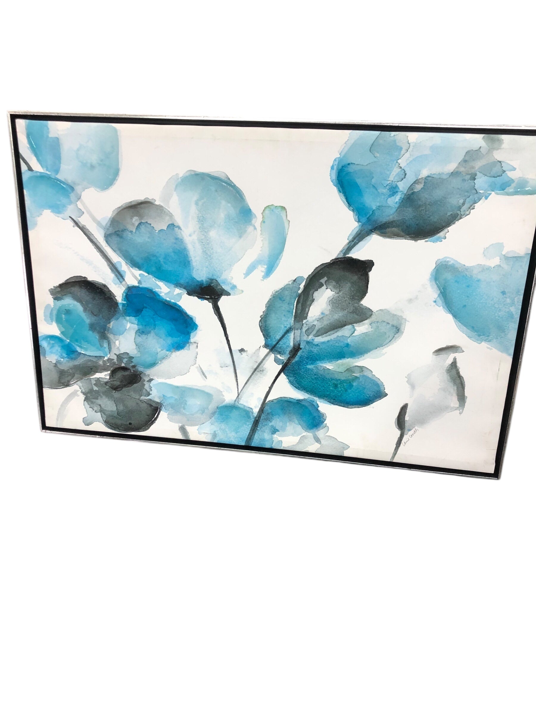 Blue flowers on cavnas