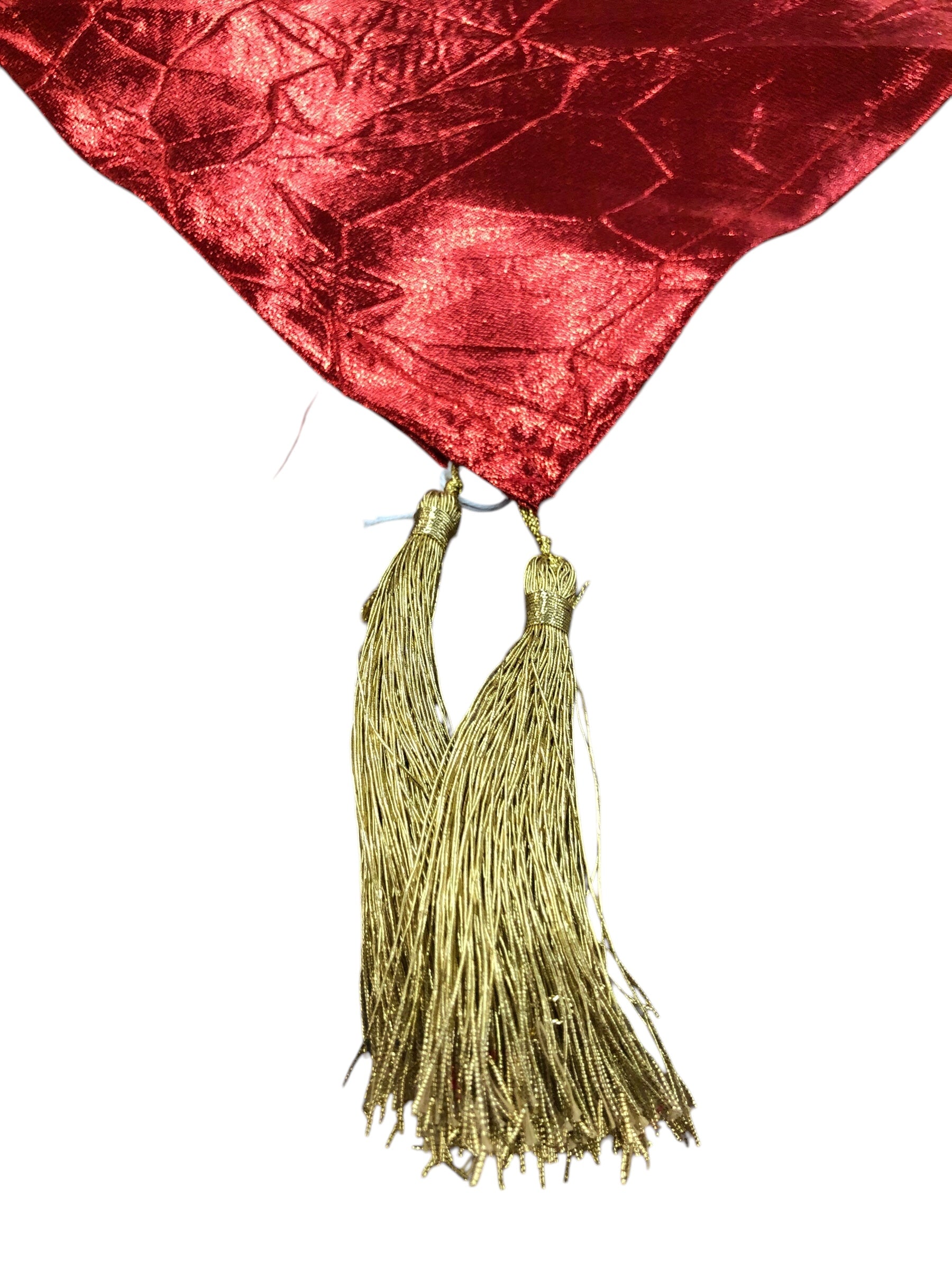 Red Shiny Table Runner/gold tassels