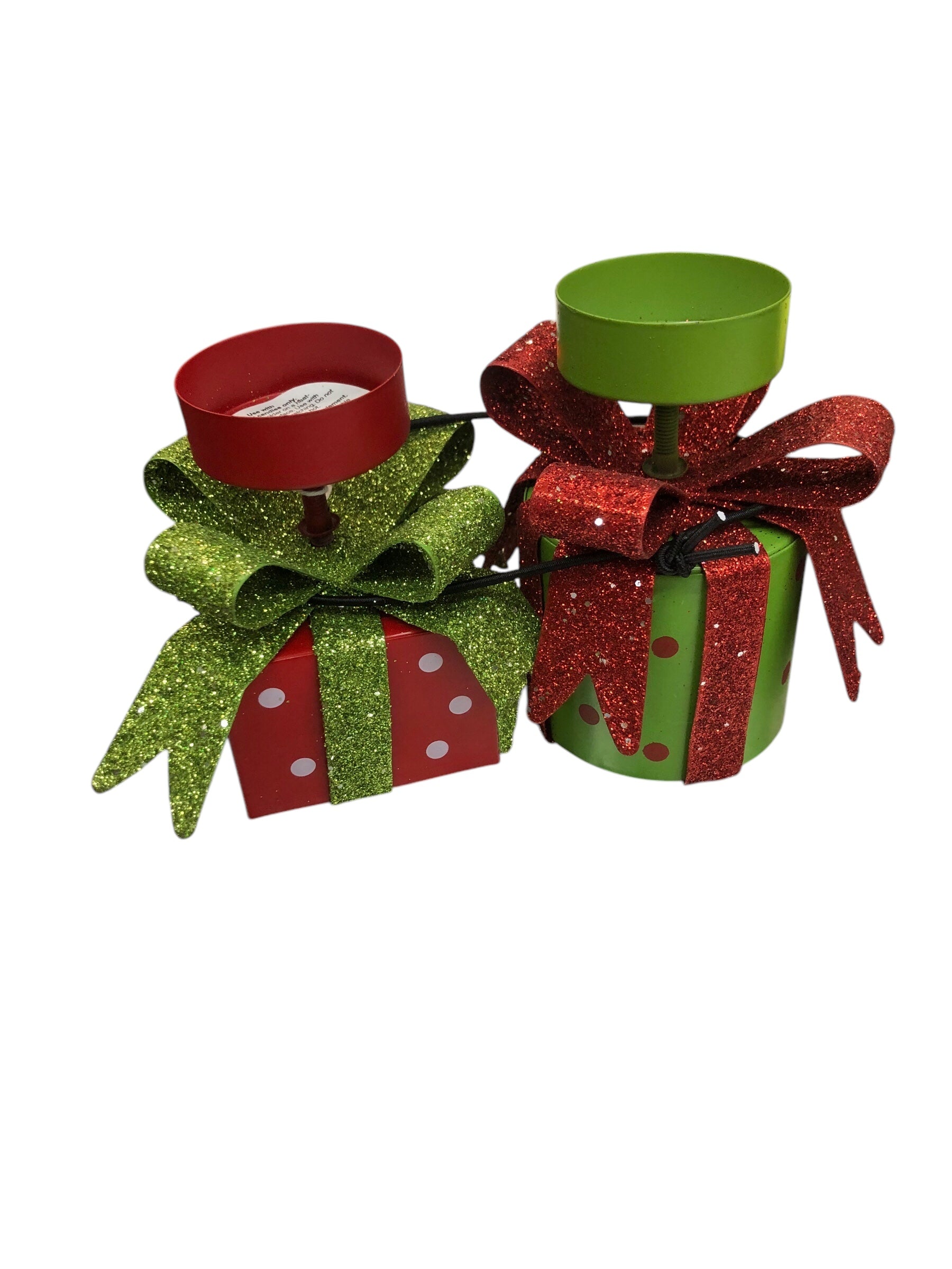 Set/2 sm present candle holders