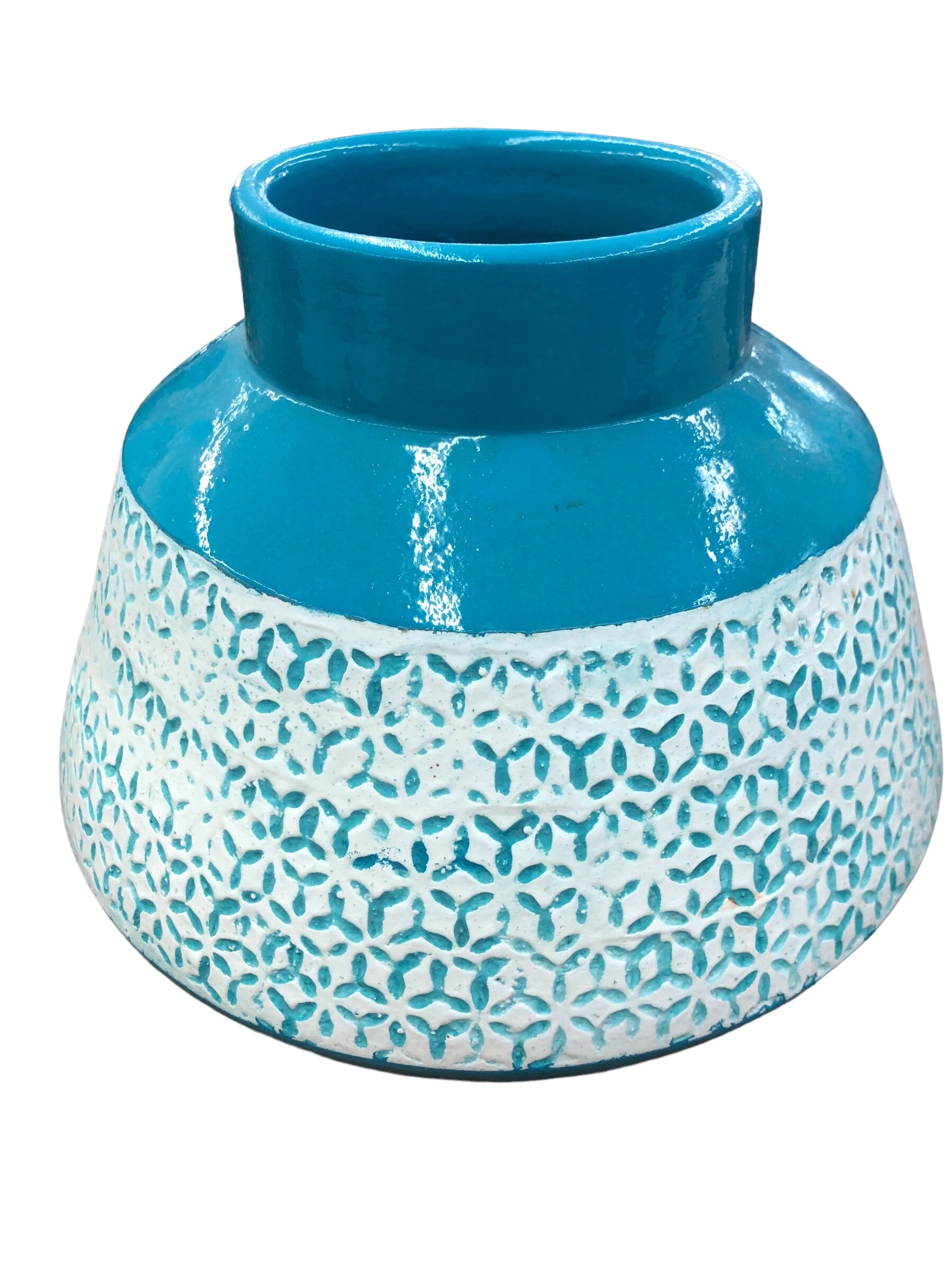 Dark Turquoise and White Vase