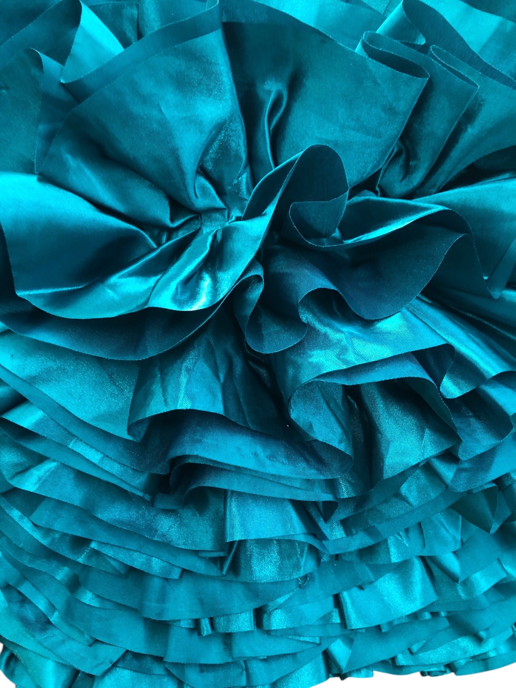 Dark Teal Ruffle Flower Look Pillow